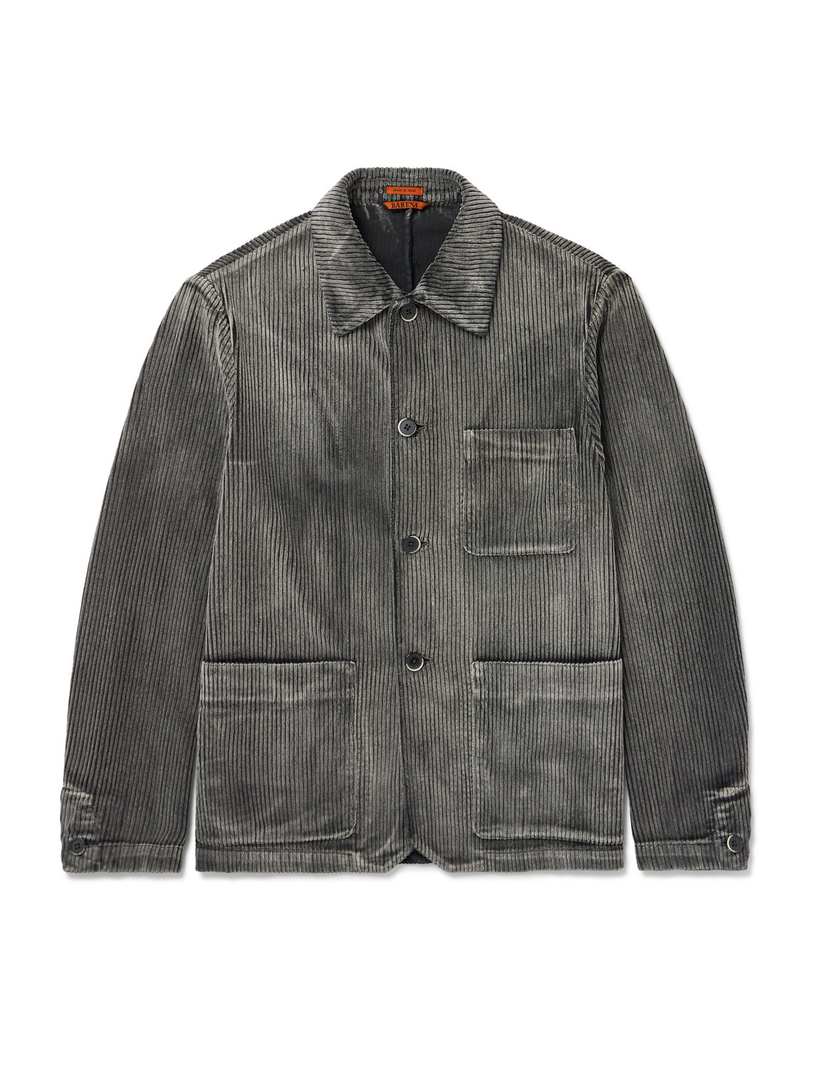 Barena Venezia Garment-dyed Cotton-corduroy Overshirt In Gray