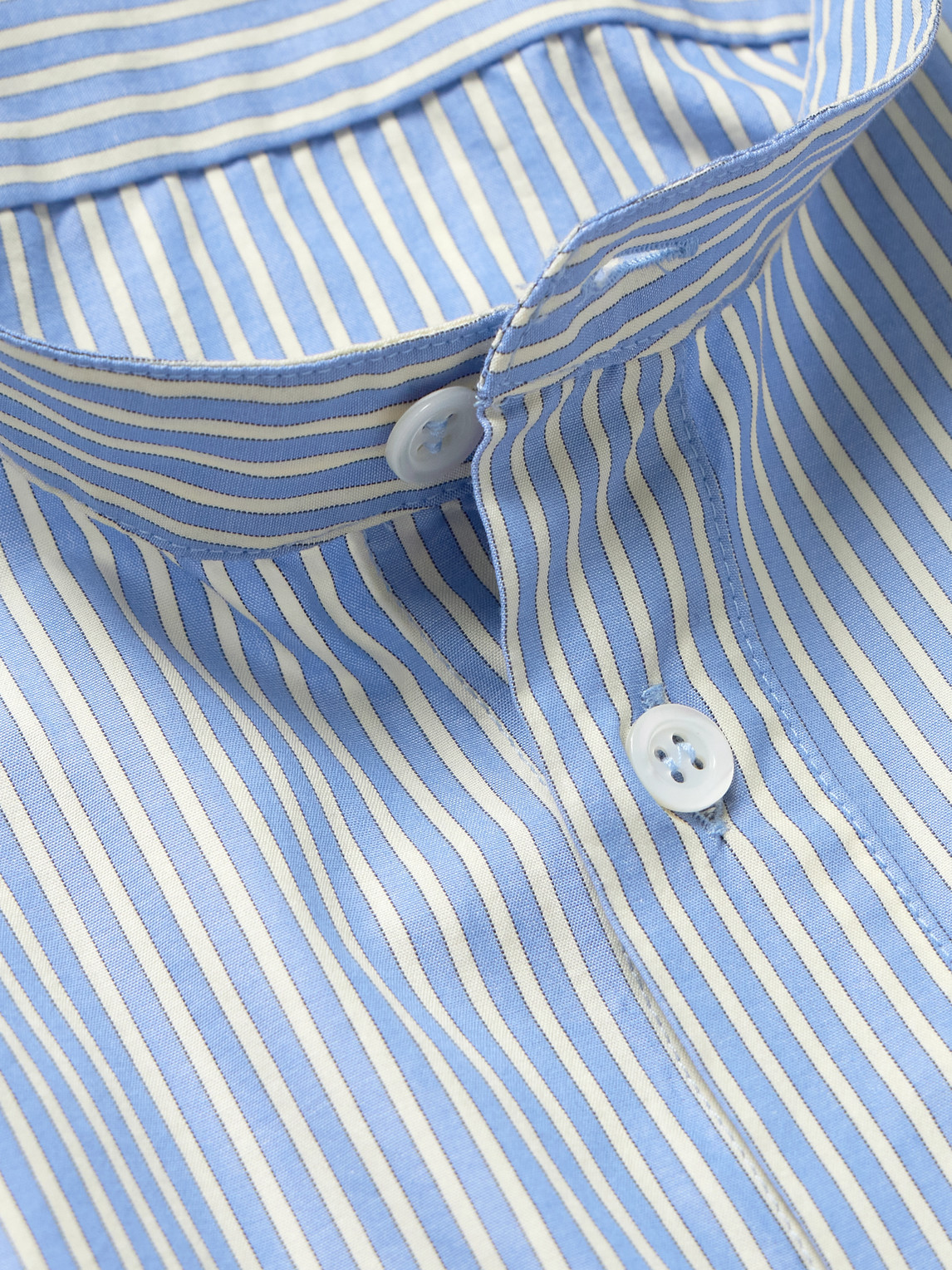 Barena Venezia Grandad-collar Striped Cotton-poplin Shirt In Blue