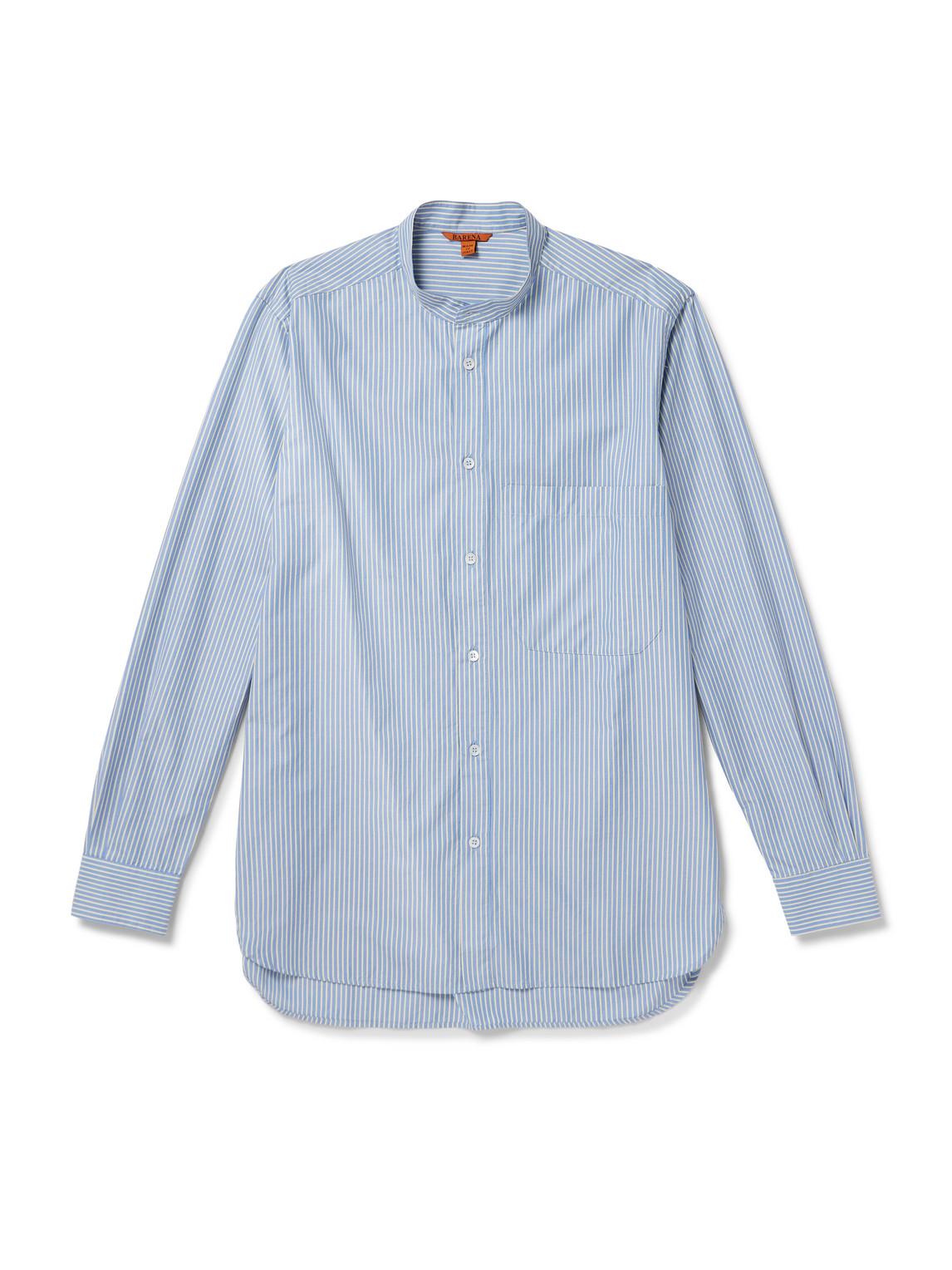 Barena Venezia Grandad-collar Striped Cotton-poplin Shirt In Blue