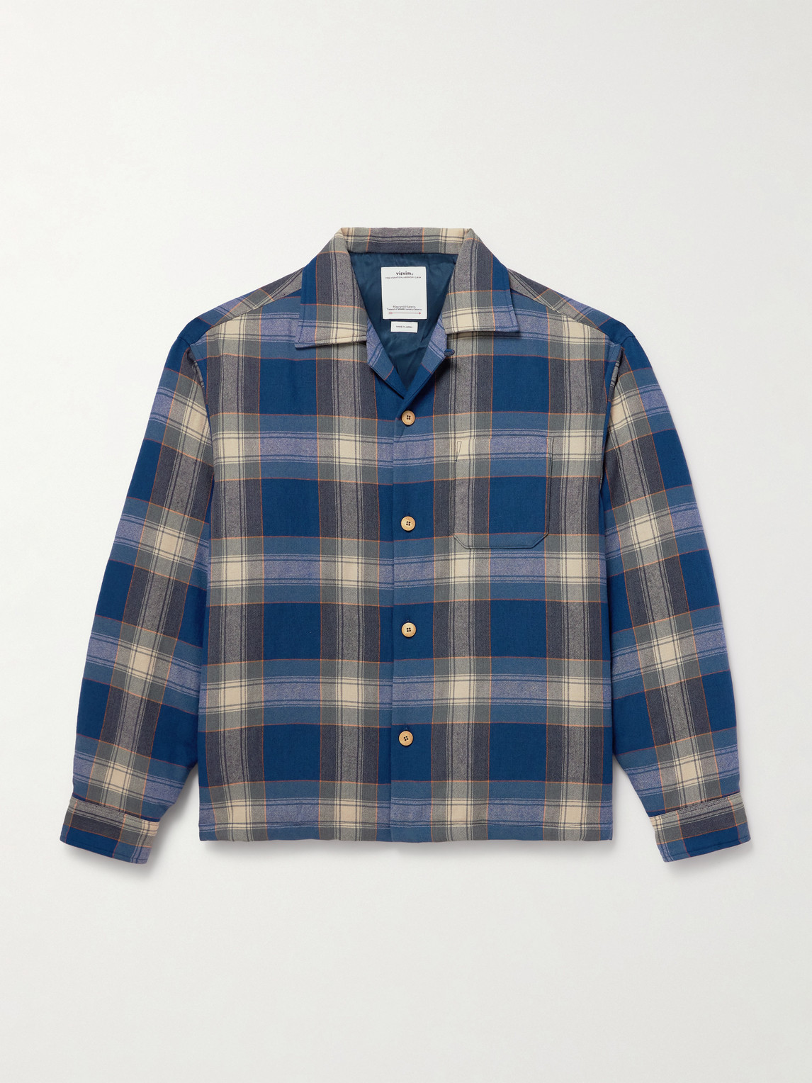 Visvim Keesey Checked Wool And Linen-blend Flannel Down Jacket In Blue