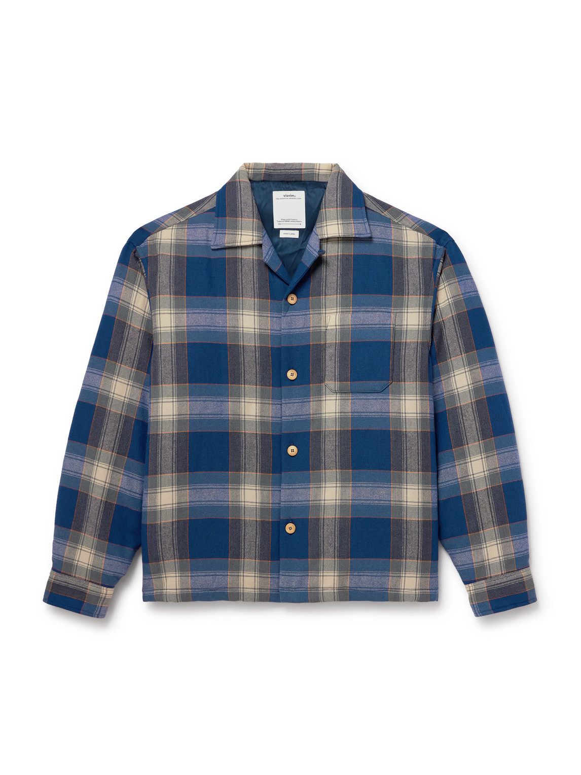 Visvim Keesey Checked Wool And Linen-blend Flannel Down Jacket In Blue