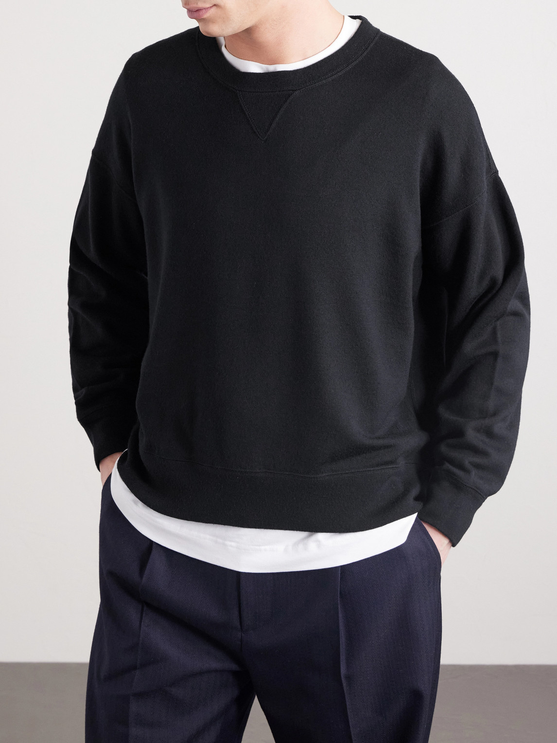 Visvim Jumbo Wool-jersey Sweatshirt In Black