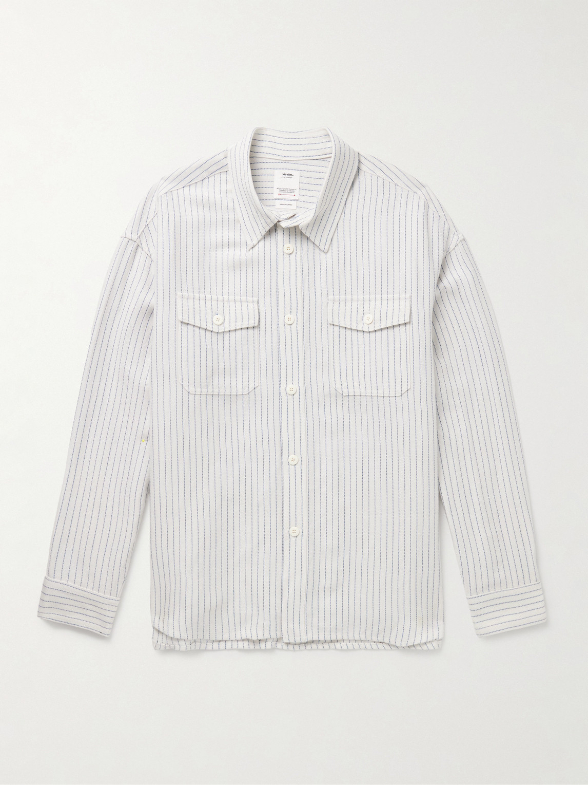 Visvim Lumber Striped Wool And Linen-blend Twill Shirt In Red