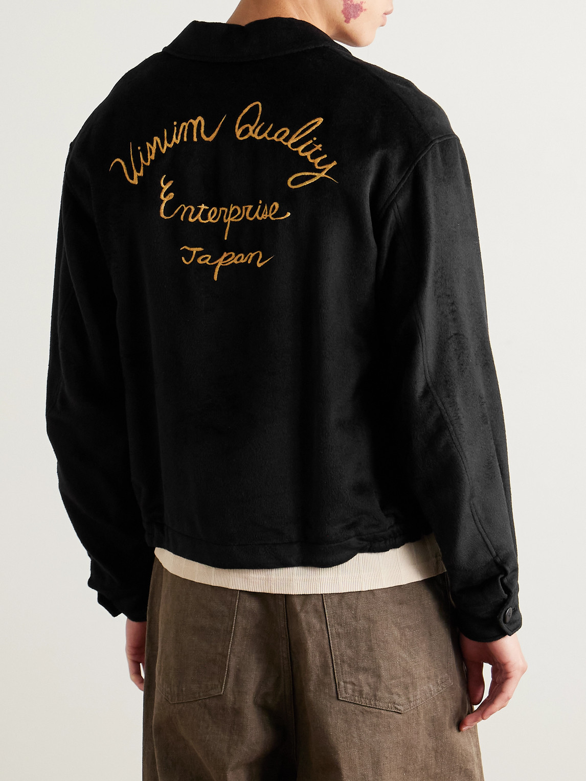 Visvim Norad Embroidered Brushed-silk Blouson Jacket In Black