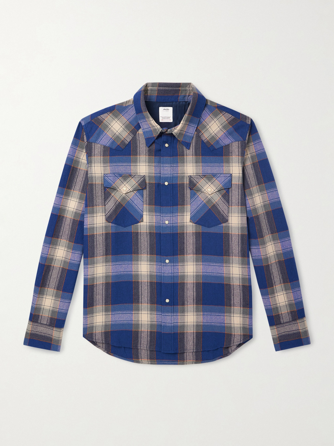 Visvim Four Corners Checked Wool And Linen-blend Shirt In Blue