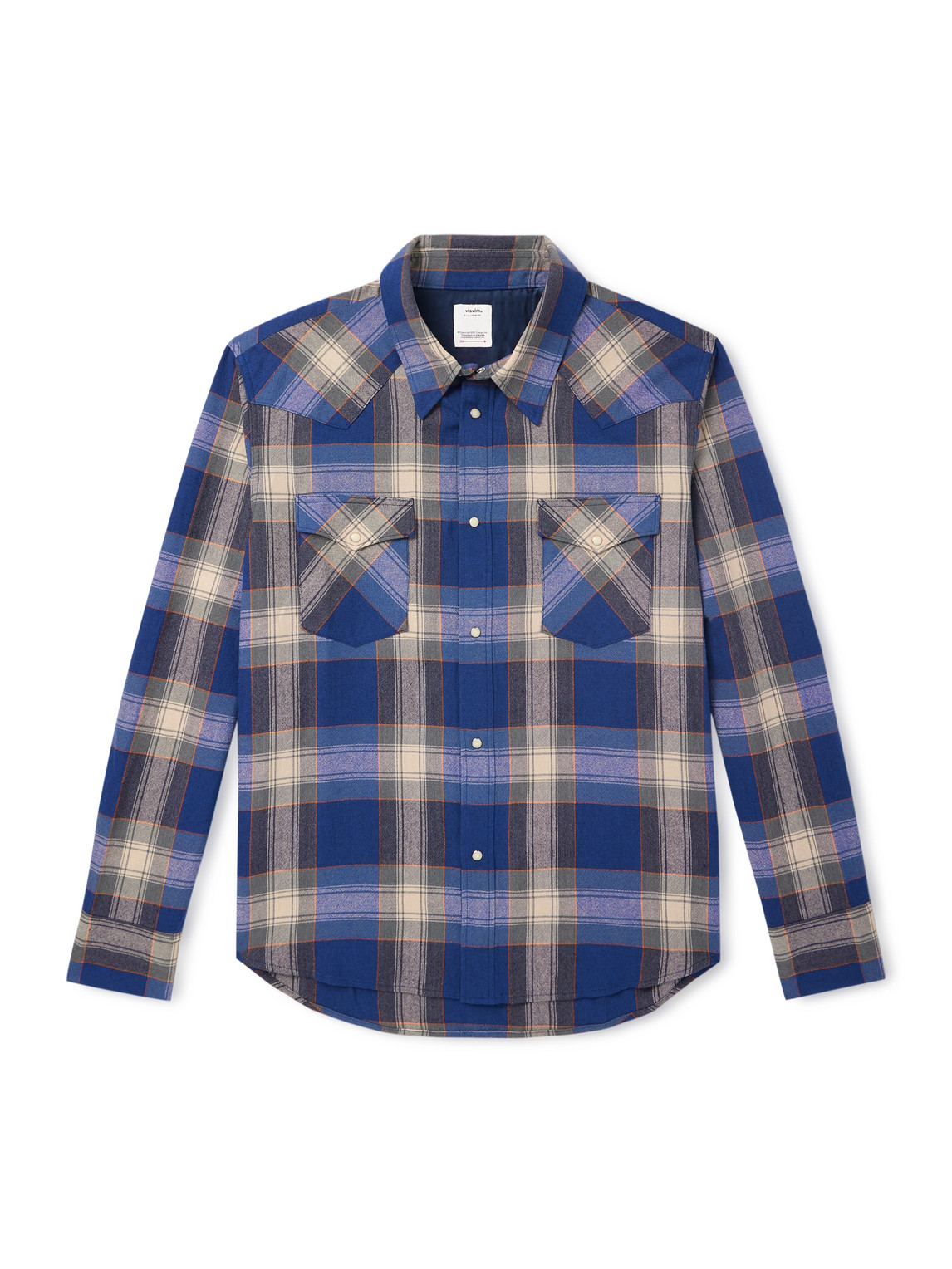 Visvim Four Corners Checked Wool And Linen-blend Shirt In Blue