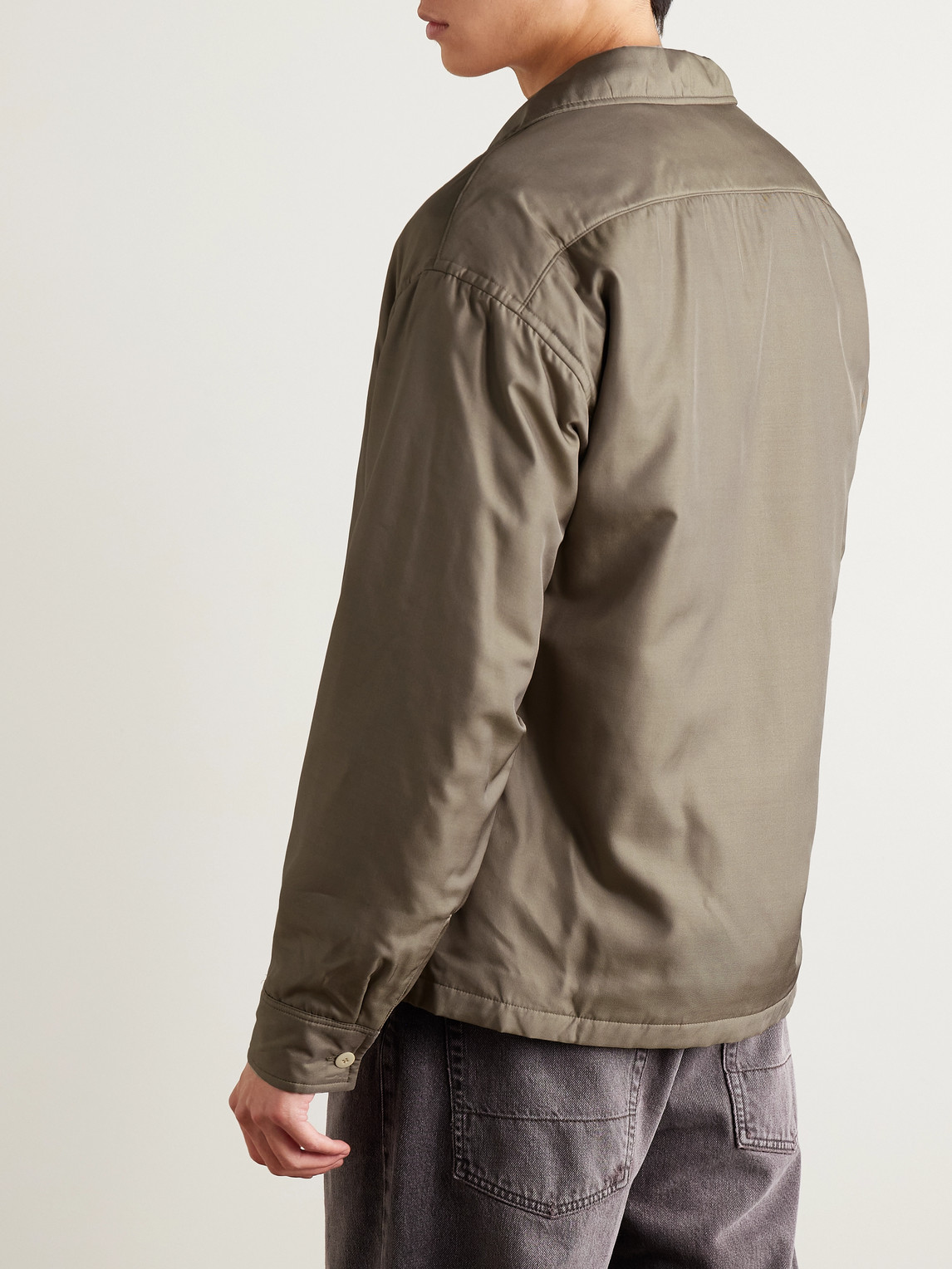 Visvim Keesey Convertible-collar Padded Silk-twill Shirt Jacket In Neutral