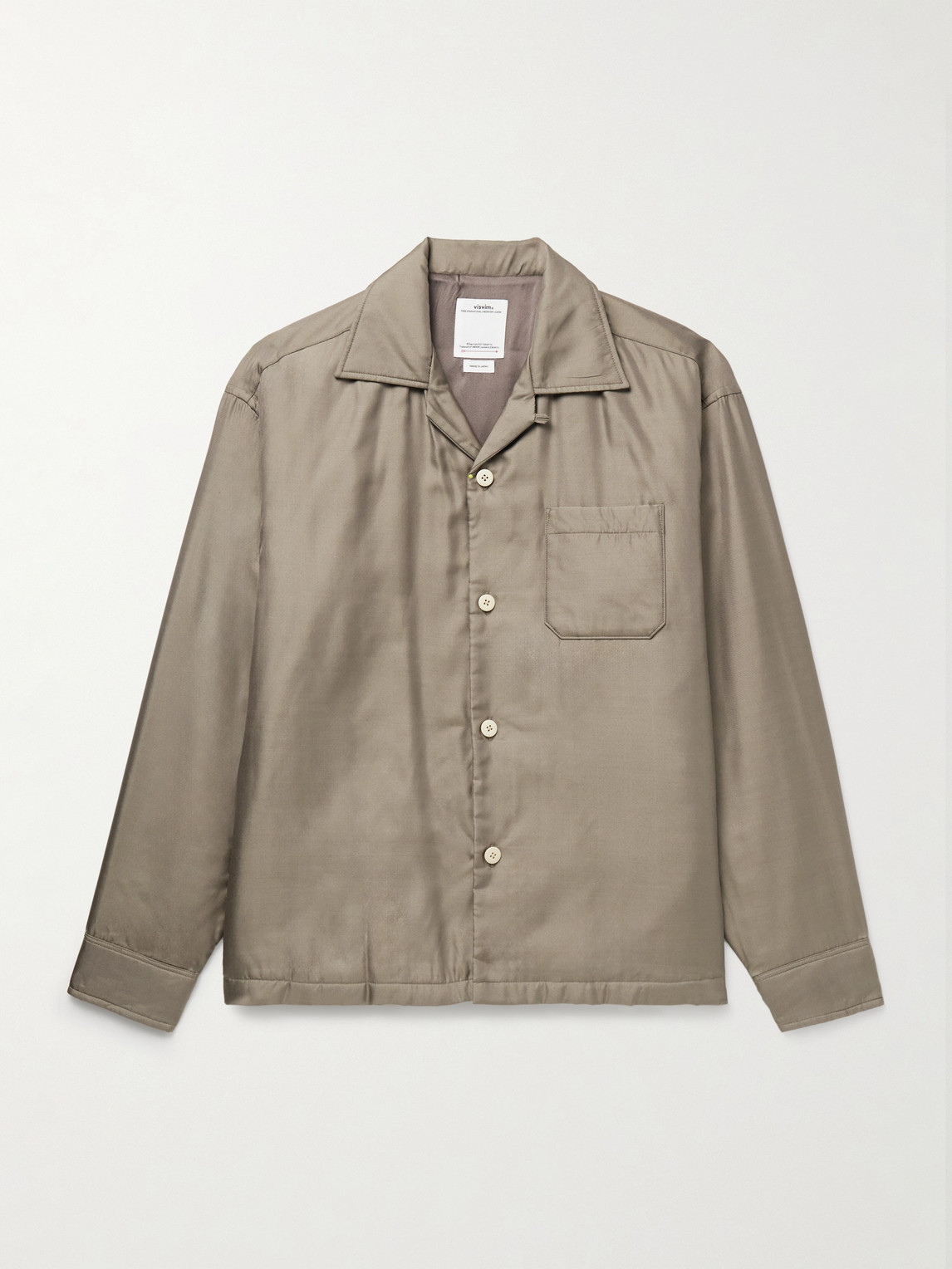 Visvim Keesey Convertible-collar Padded Silk-twill Shirt Jacket In Neutral
