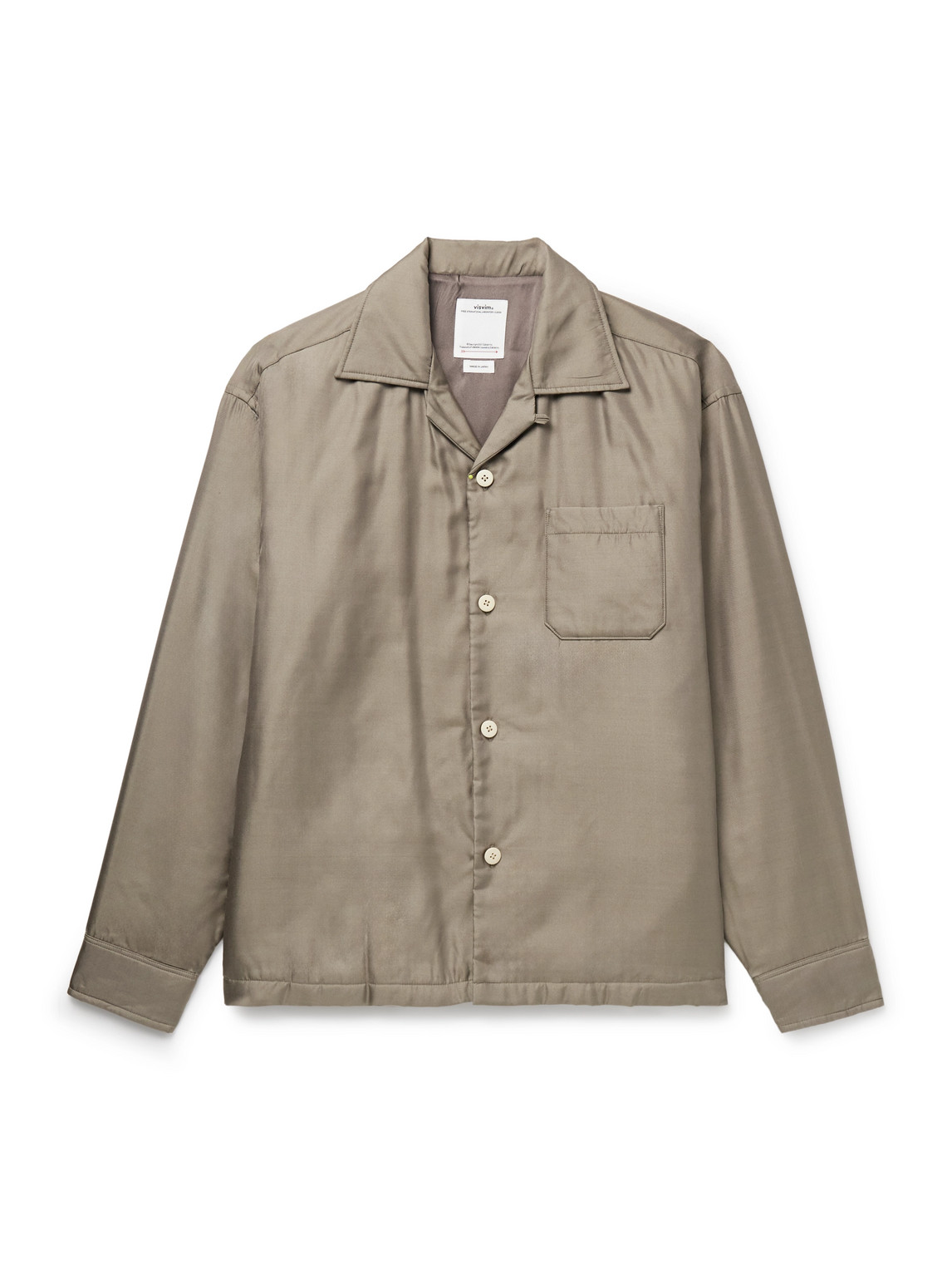 Visvim Keesey Convertible-collar Padded Silk-twill Shirt Jacket In Neutral