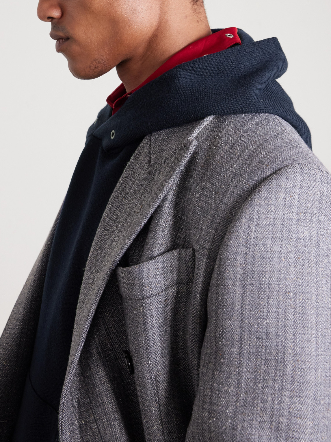 Visvim Jumbo Wool Hoodie In Blue