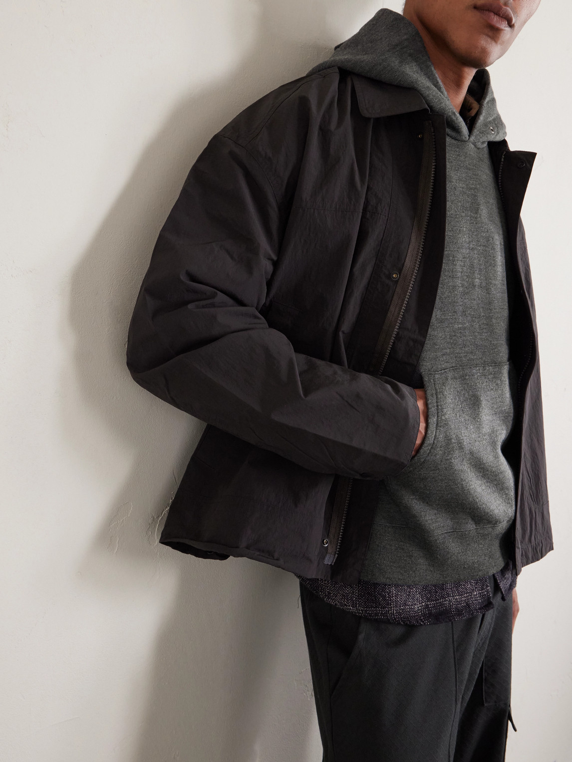 Visvim Jumbo Wool Hoodie In Gray