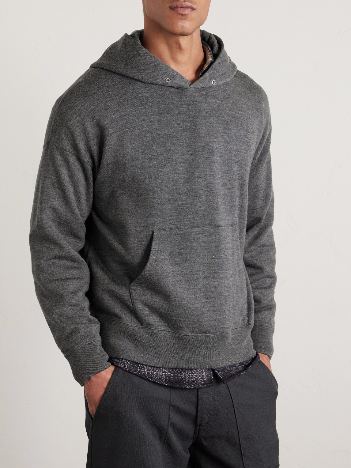 Visvim Jumbo Wool Hoodie In Gray