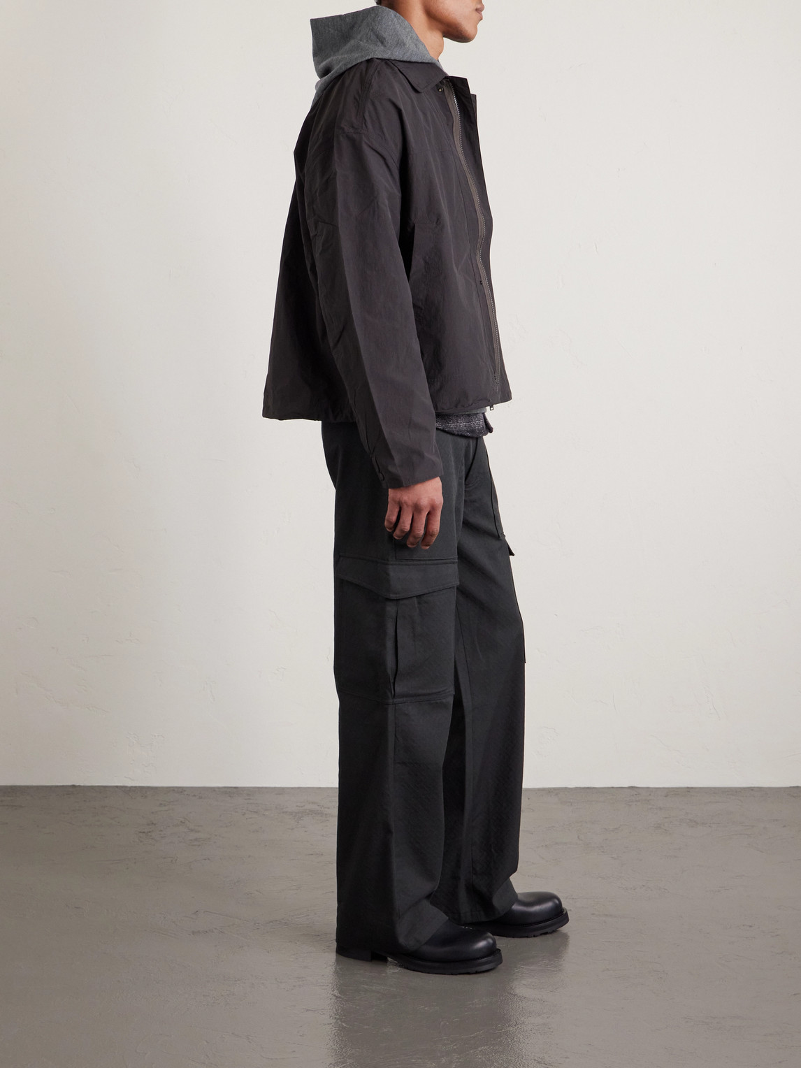 Visvim Jumbo Wool Hoodie In Gray