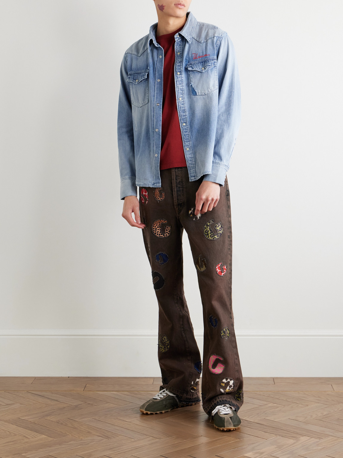 Visvim Long Sleeve Denim Shirt Featuring Chest Pockets In Blue