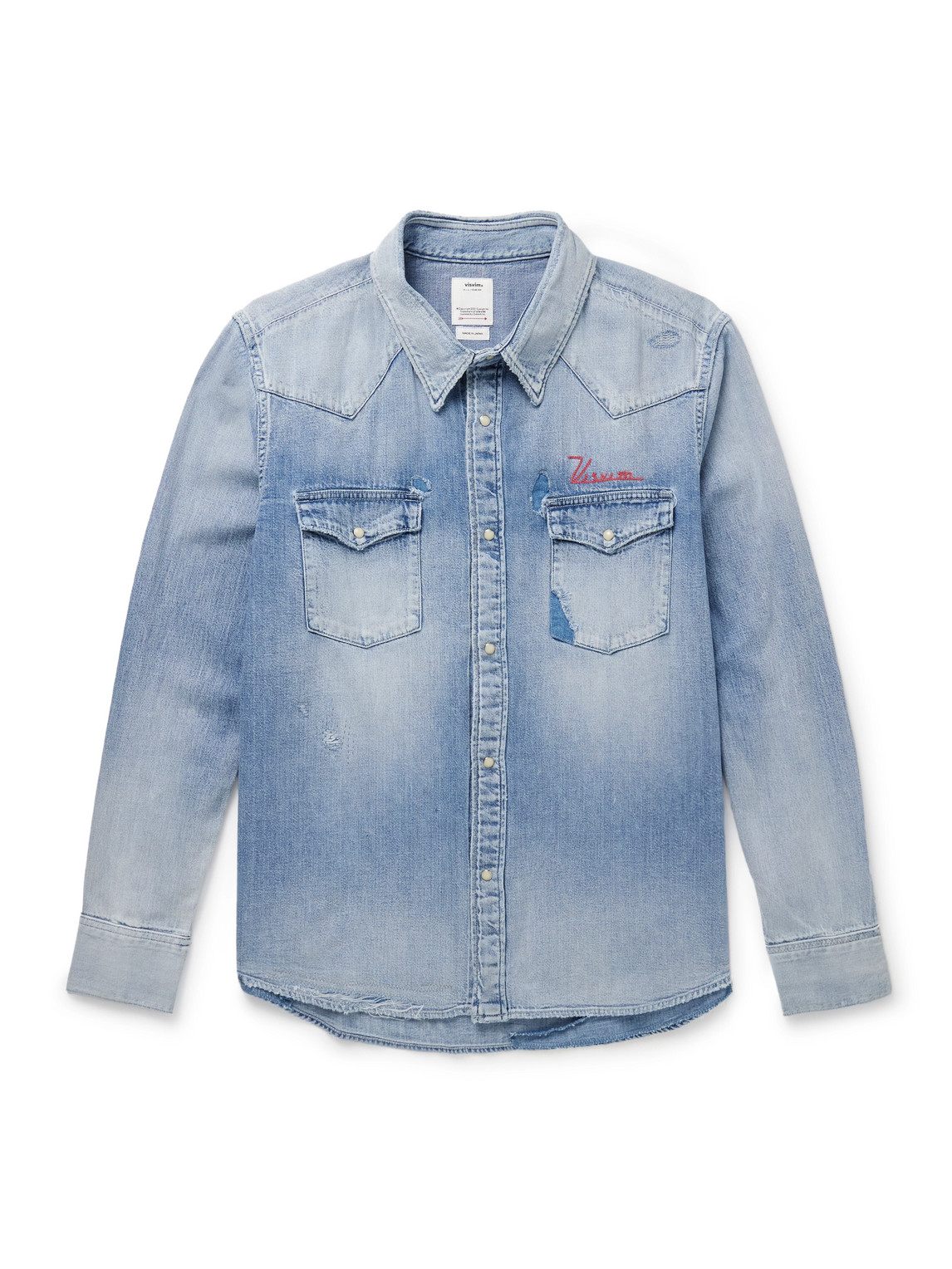 Visvim Long Sleeve Denim Shirt Featuring Chest Pockets In Blue