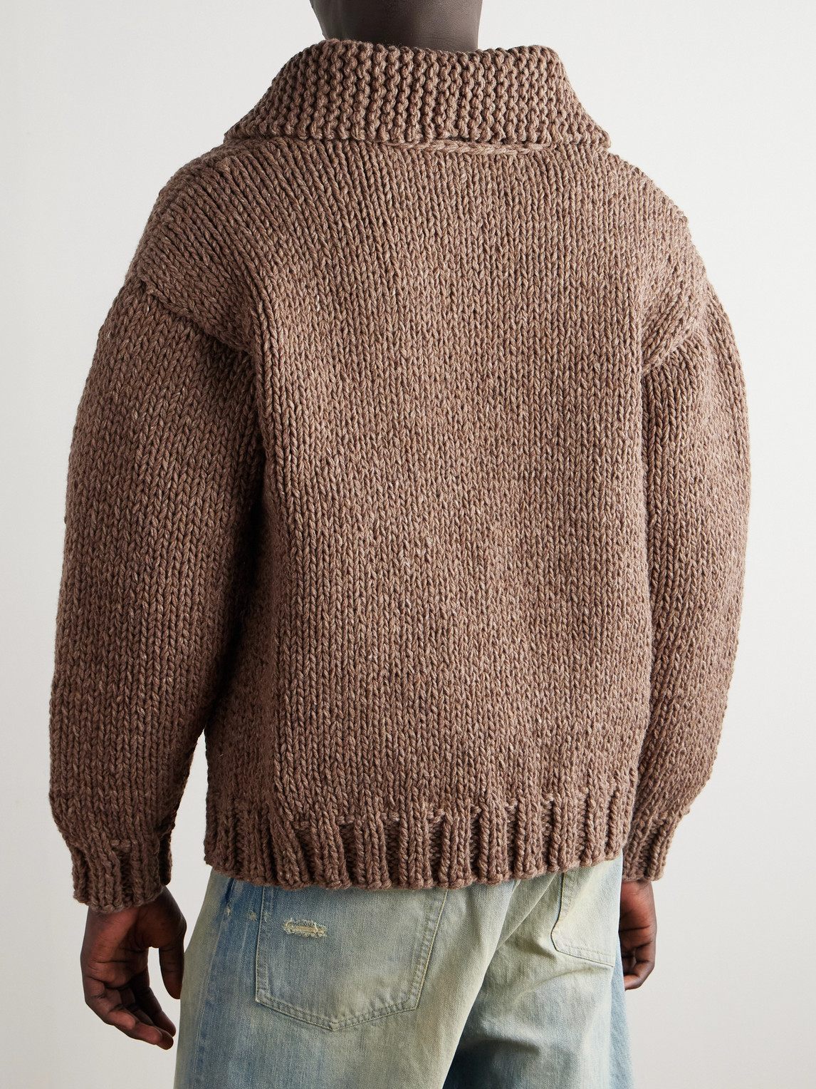 Visvim Shawl-collar Wool And Cashmere-blend Cardigan In Brown