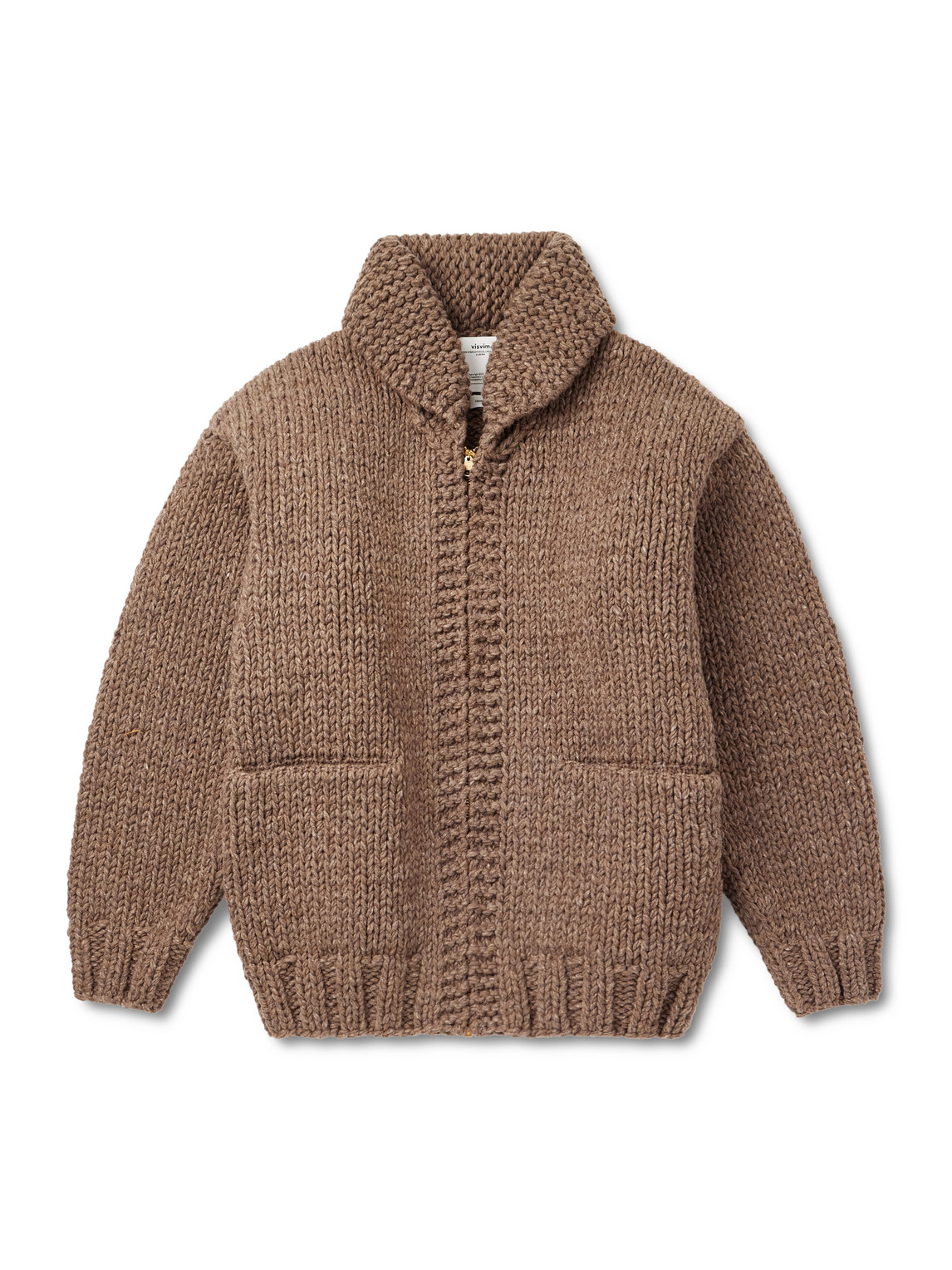 Visvim Shawl-collar Wool And Cashmere-blend Cardigan In Brown