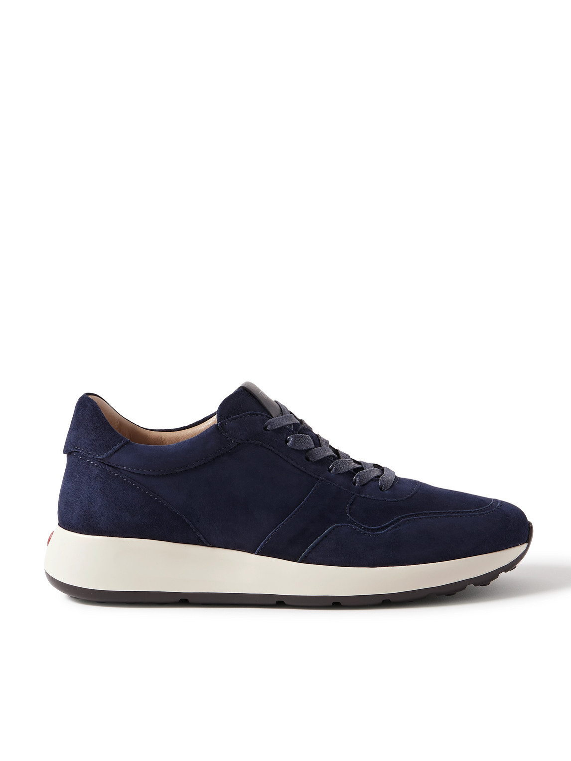 Tod's Leather-trimmed Suede Sneakers In Blue
