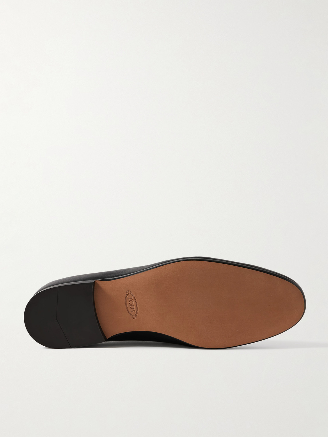 Tod's Logo-embellished Glossed Full-grain Leather Penny Loafers In Black