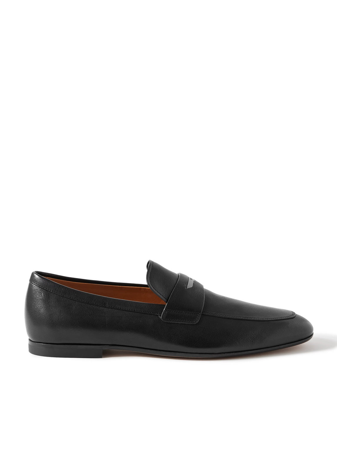 Tod's Logo-embellished Glossed Full-grain Leather Penny Loafers In Black