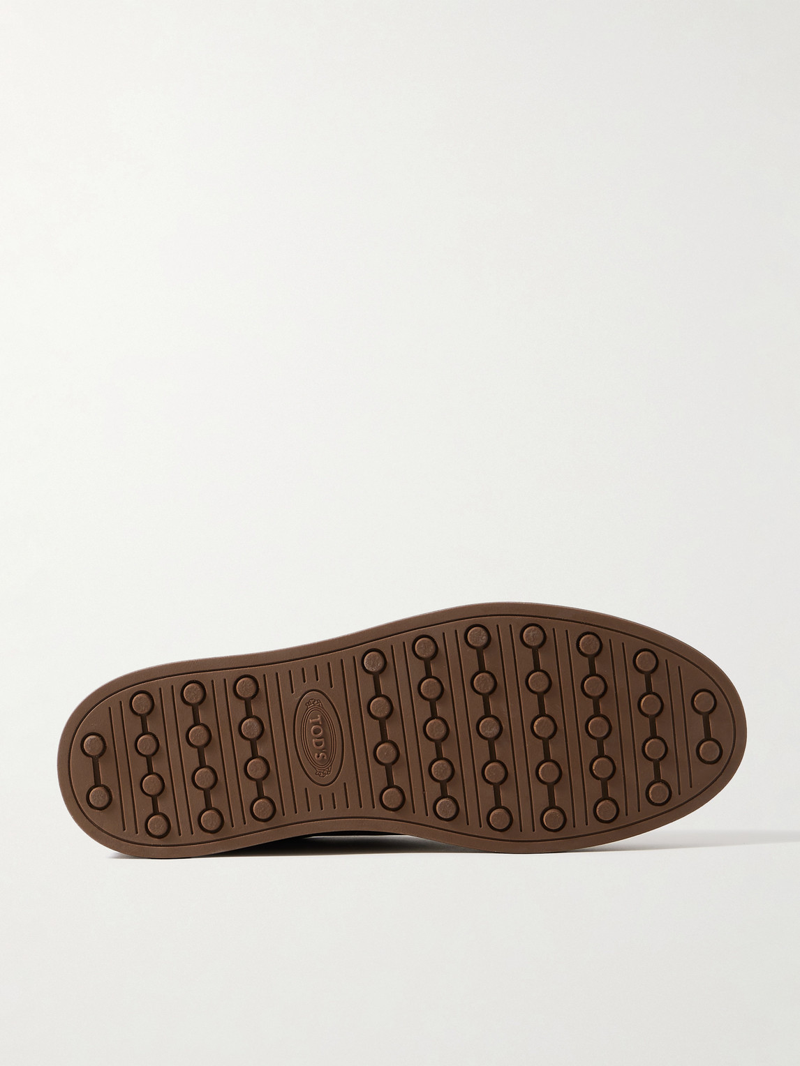 Tod's Allacciata Cassetta Rubber-trimmed Glossed-leather Sneakers In Brown