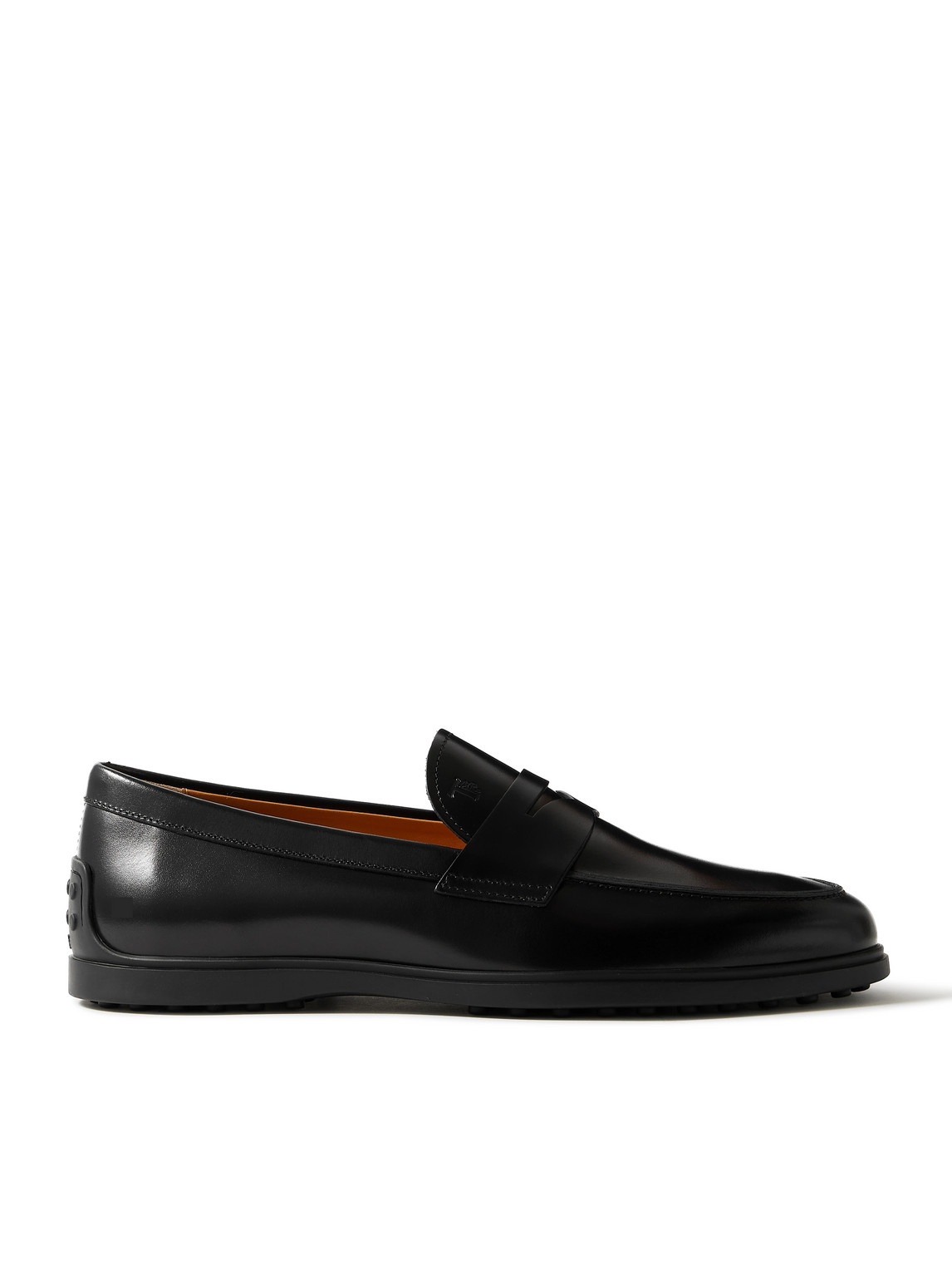 Tod's Gomma Leather Penny Loafers In Black