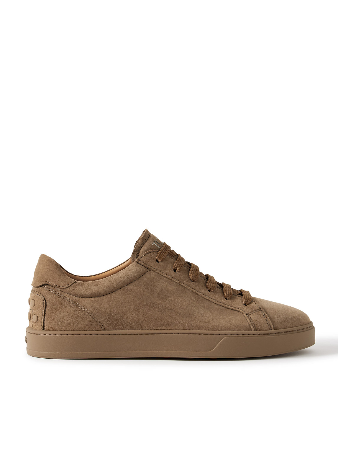 Tod's Nabuk Sneakers With Minimalist Design And Logo Detail In Brown