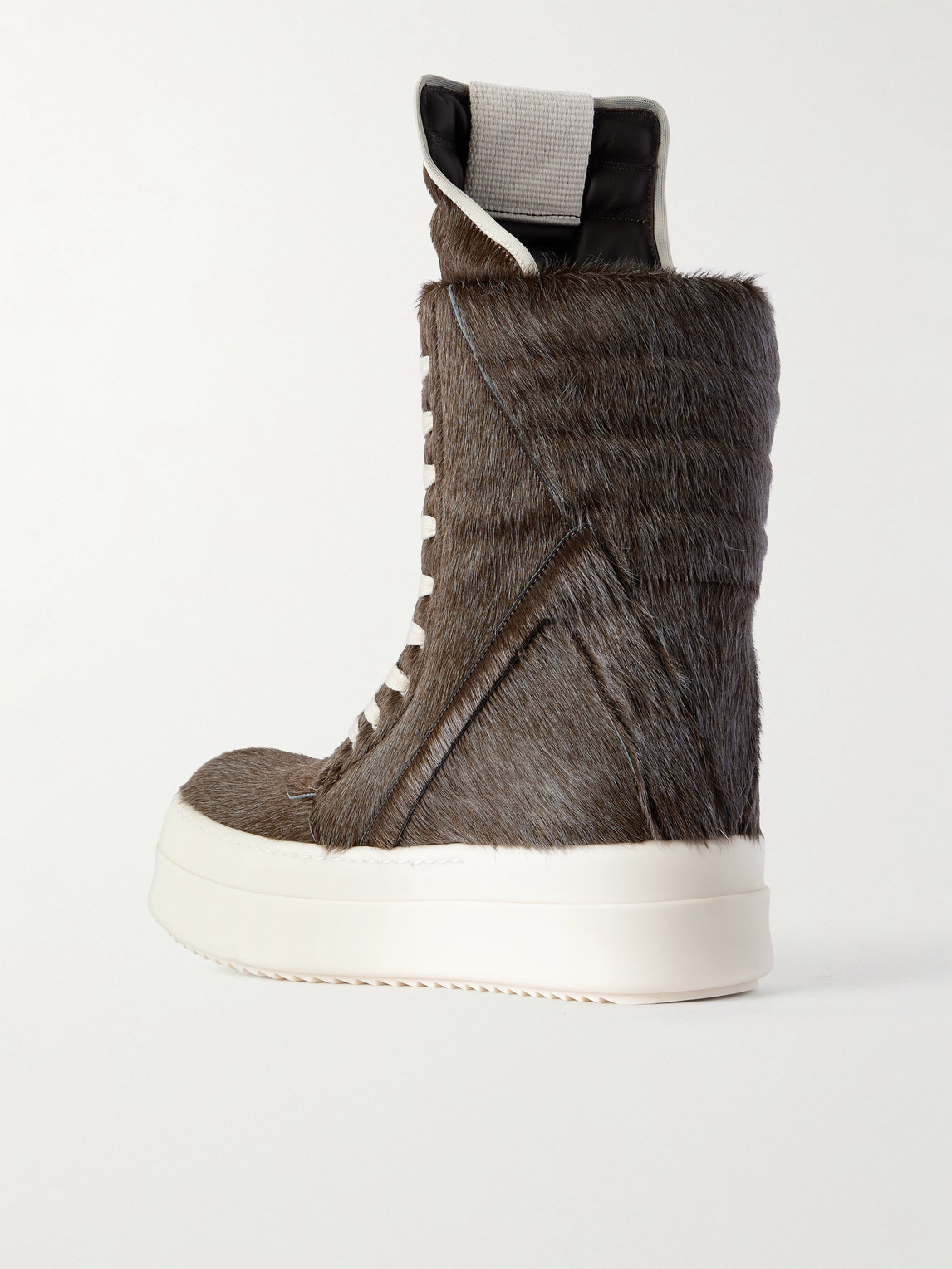 Rick Owens Mega Geobasket Calf Hair High-top Sneakers In Brown