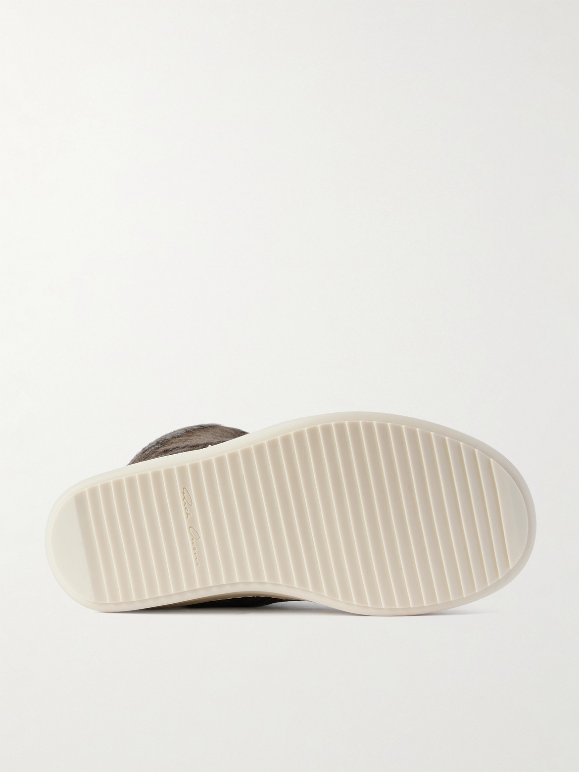 Rick Owens Mega Geobasket Calf Hair High-top Sneakers In Brown