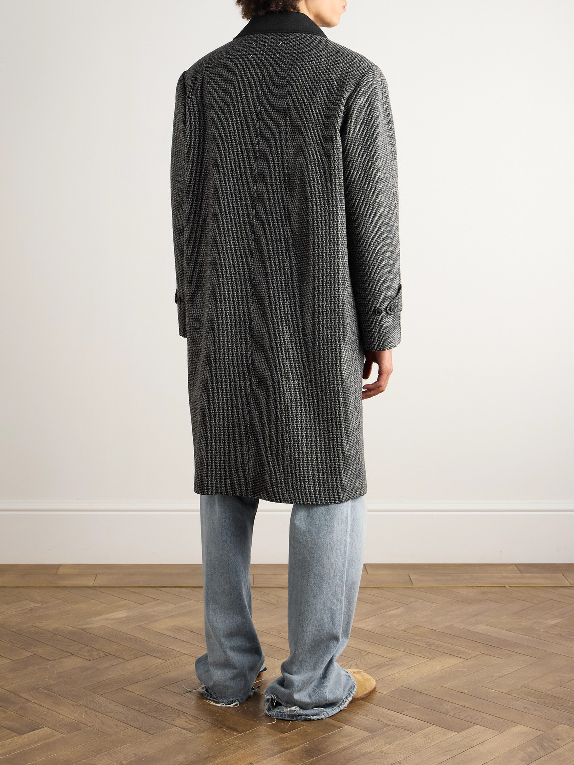 Maison Margiela Long Single-breasted Wool Coat In Gray