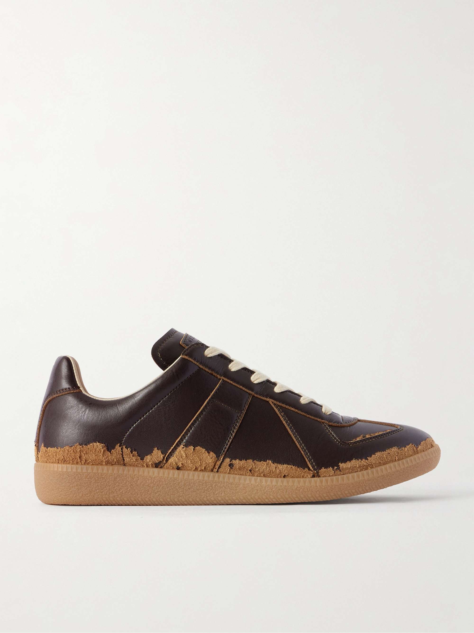 MAISON MARGIELA Replica Burnished-Leather Sneakers for Men