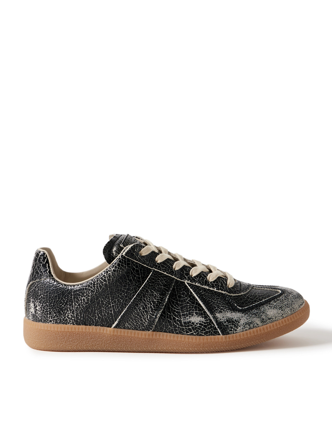 Replica Distressed Cracked-Leather Sneakers
