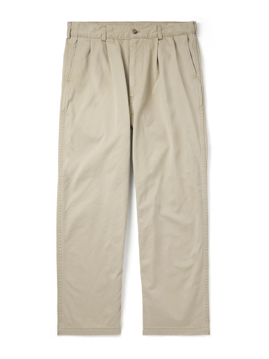 Orslow Two Tuck Straight-leg Pleated Cotton-twill Trousers In Brown