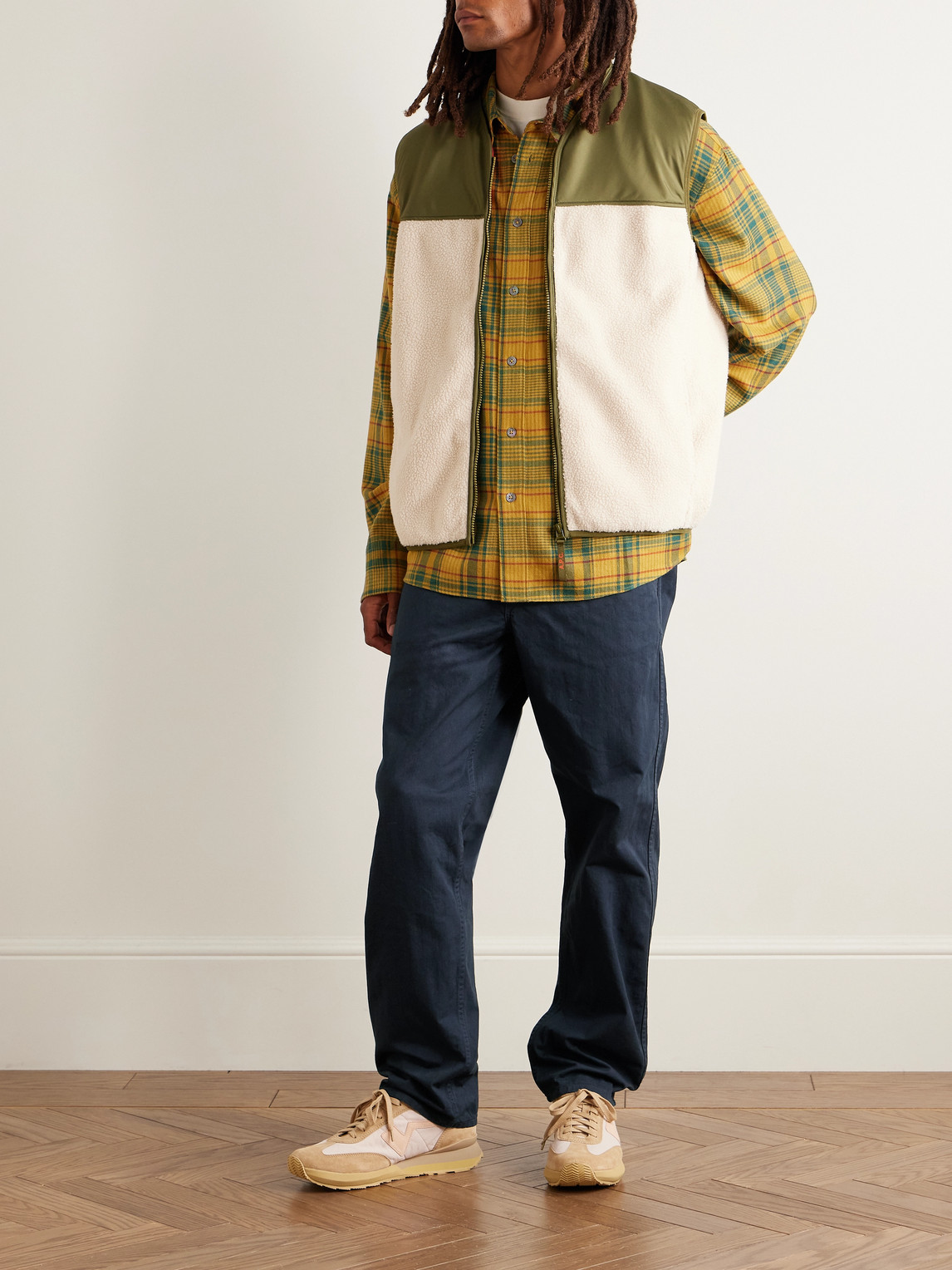 Orslow Straight-leg Herringbone Cotton Trousers In Blue