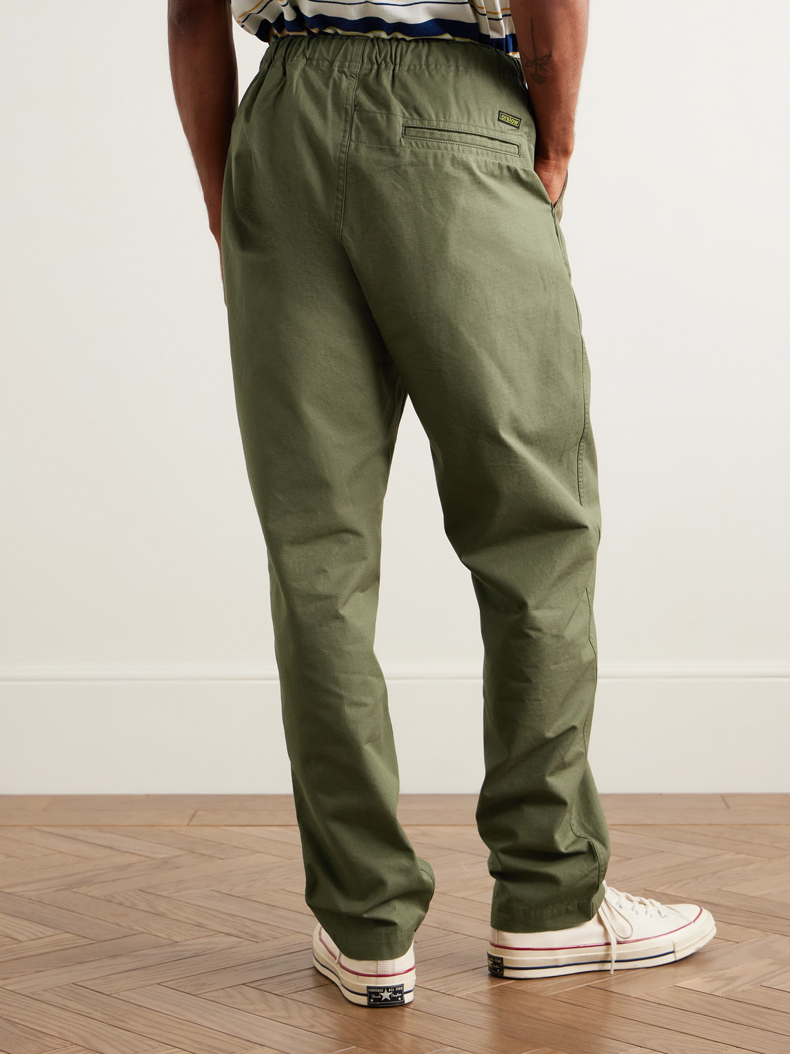 Orslow New Yorker Straight-leg Cotton-ripstop Drawstring Trousers In Green