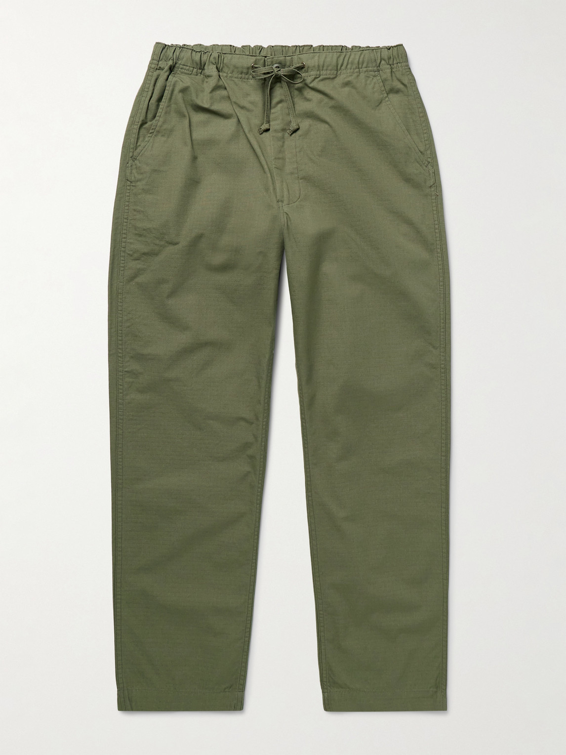 Orslow New Yorker Straight-leg Cotton-ripstop Drawstring Trousers In Green