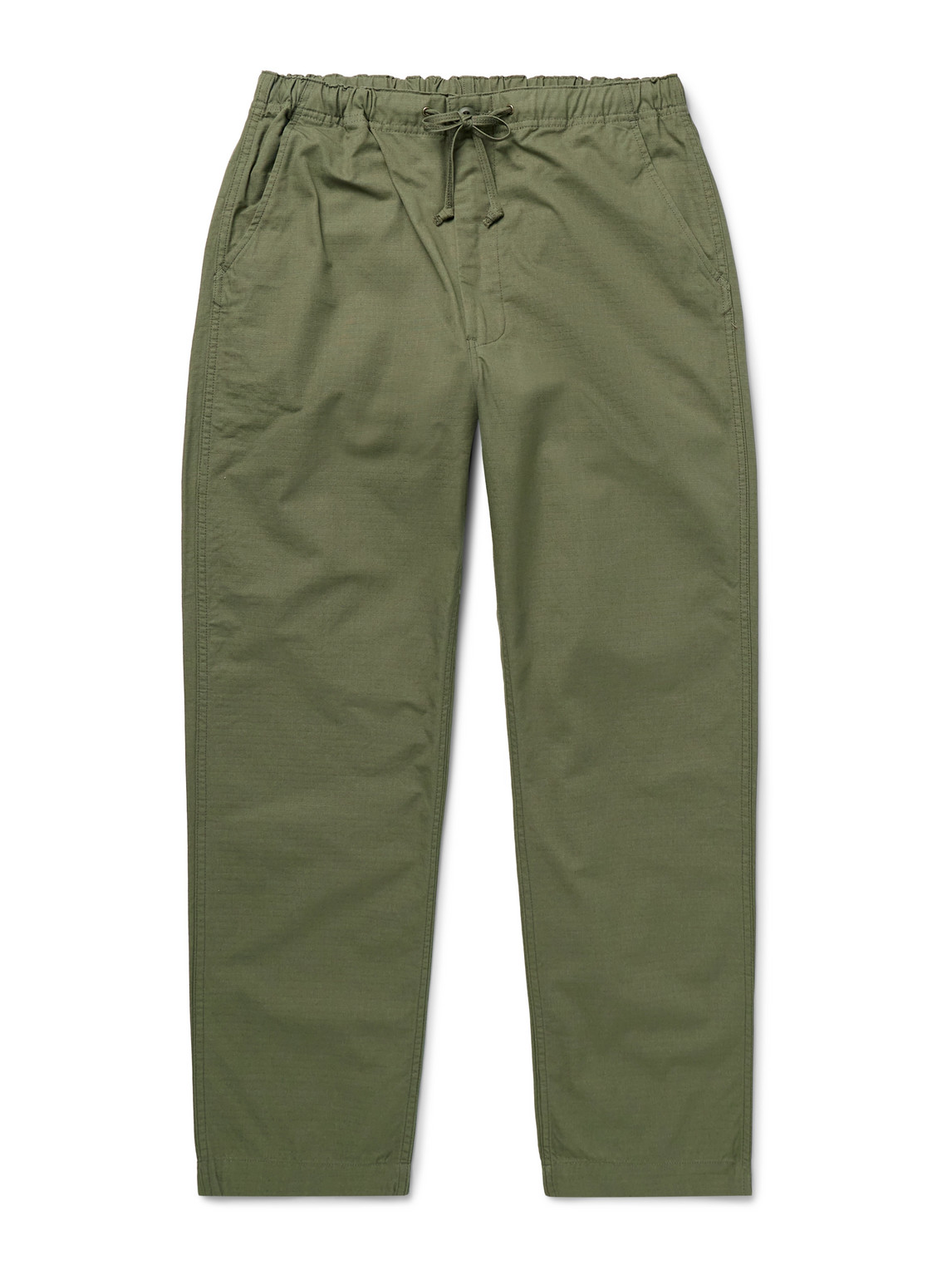 Orslow New Yorker Straight-leg Cotton-ripstop Drawstring Trousers In Green