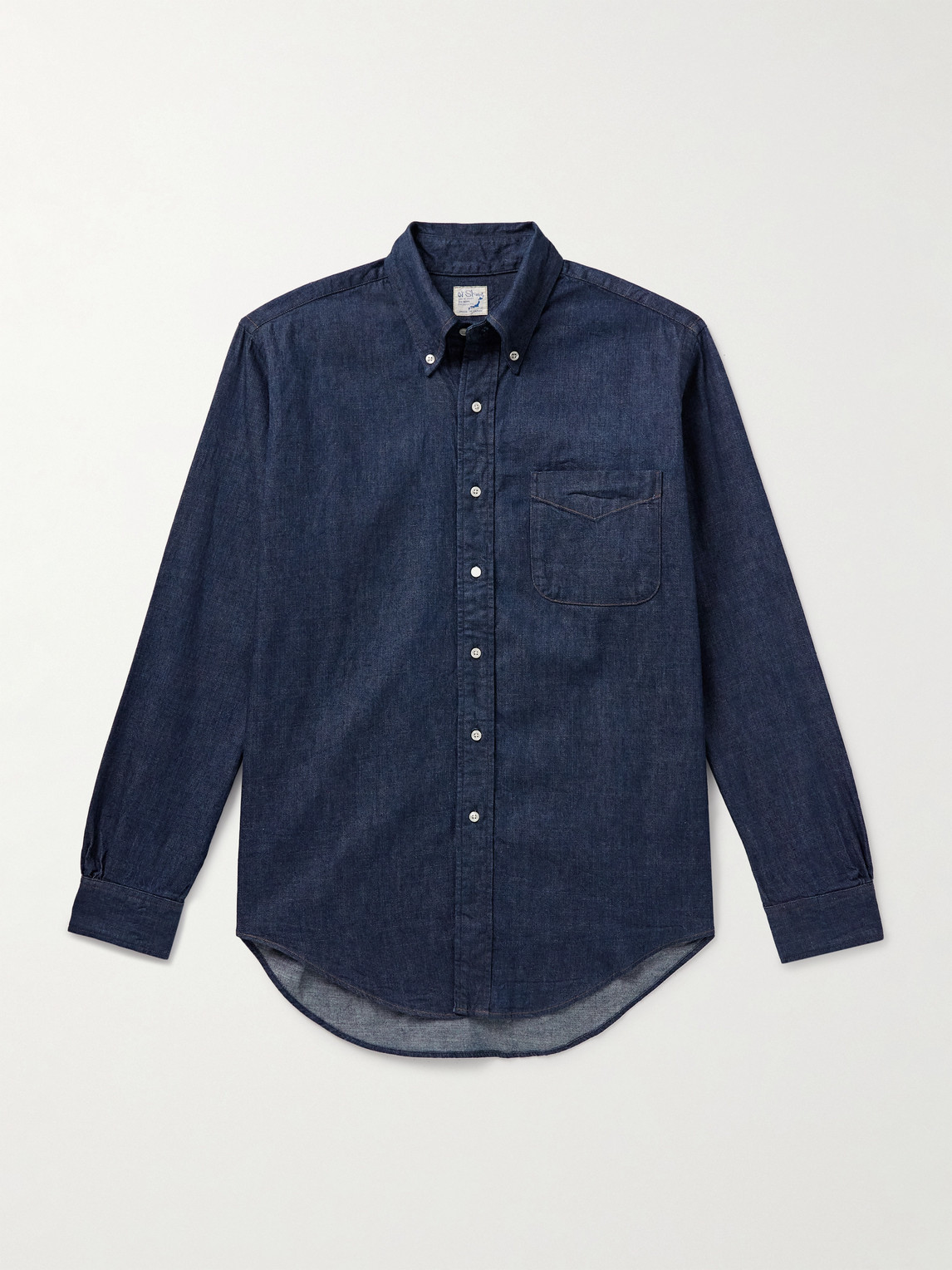 Orslow Button-down Collar Denim Shirt In Blue