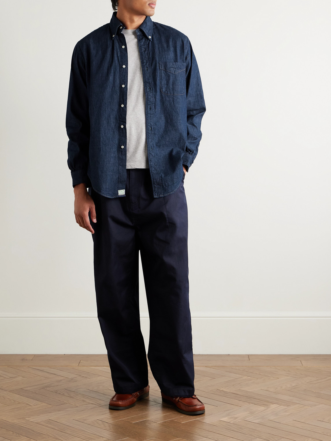 Orslow Button-down Collar Denim Shirt In Blue