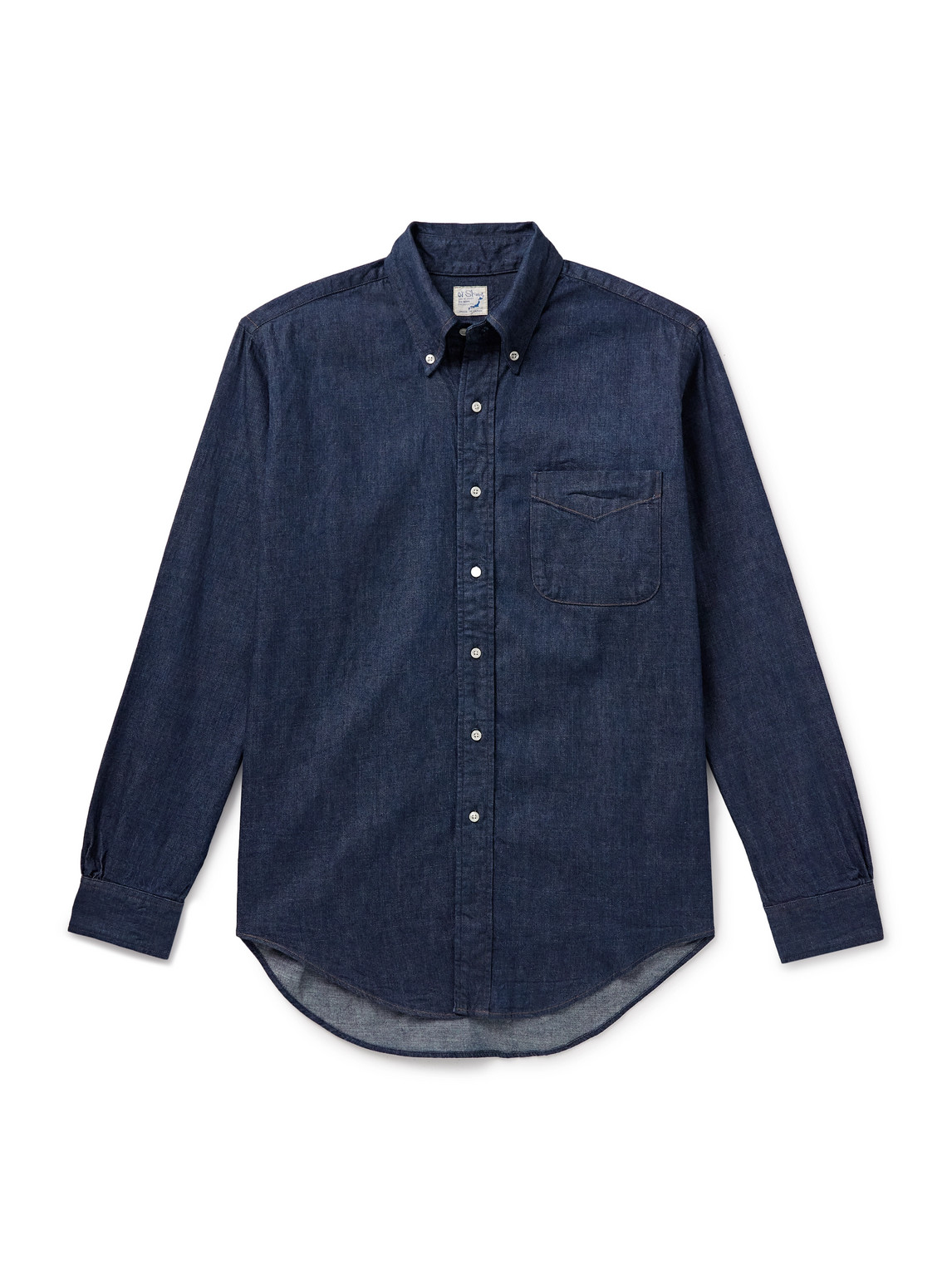 Orslow Button-down Collar Denim Shirt In Blue
