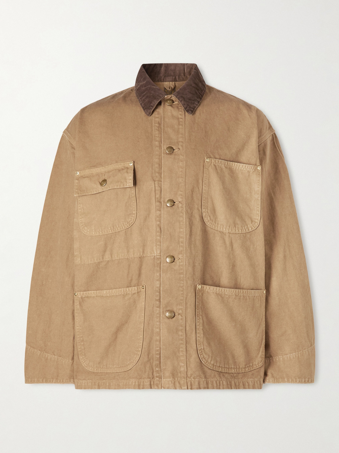 Orslow Corduroy-trimmed Cotton-canvas Jacket In Brown