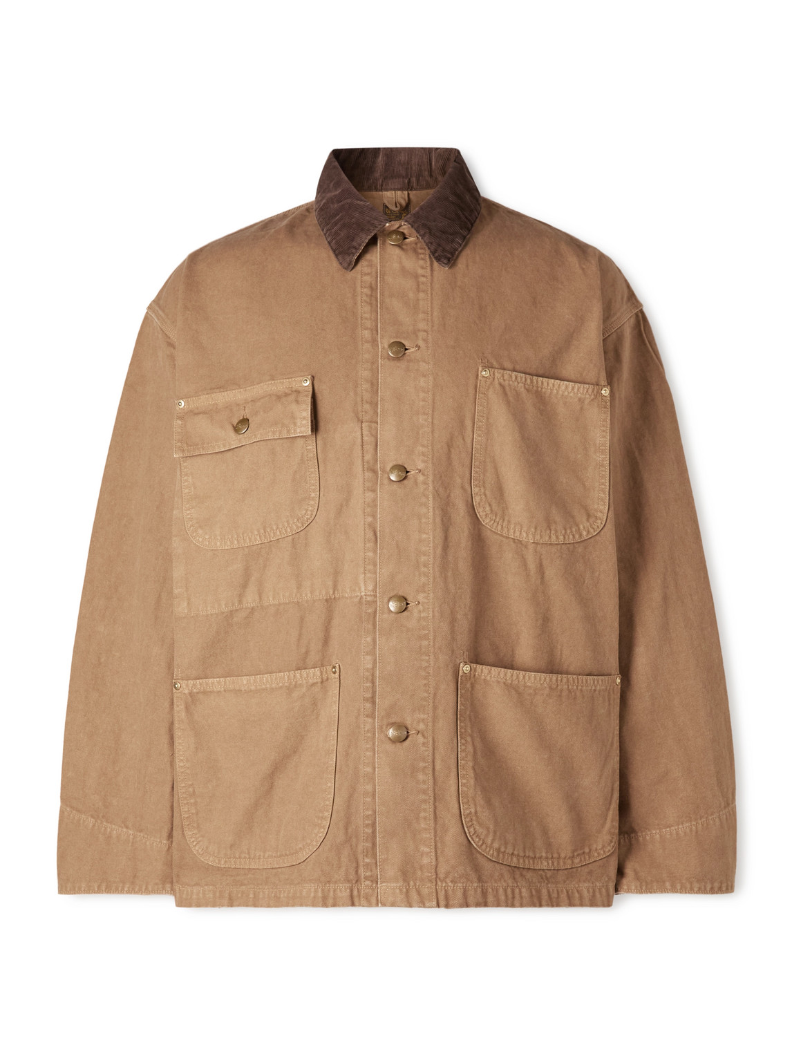 Orslow Corduroy-trimmed Cotton-canvas Jacket In Brown