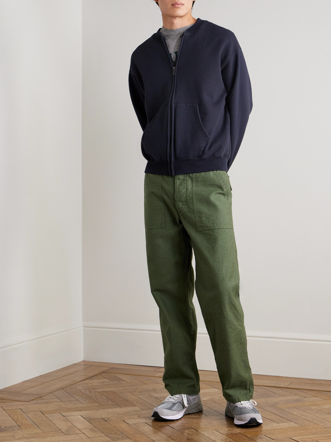 Orslow Cotton-jersey Zip-up Sweatshirt In Blue