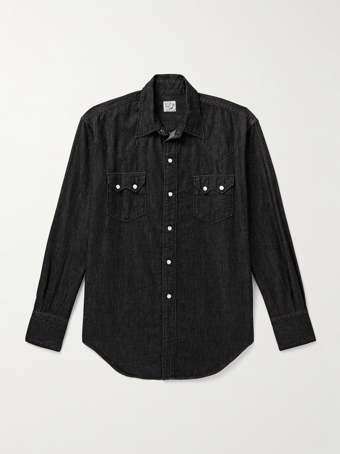 Orslow Cotton-chambray Western Shirt In Black
