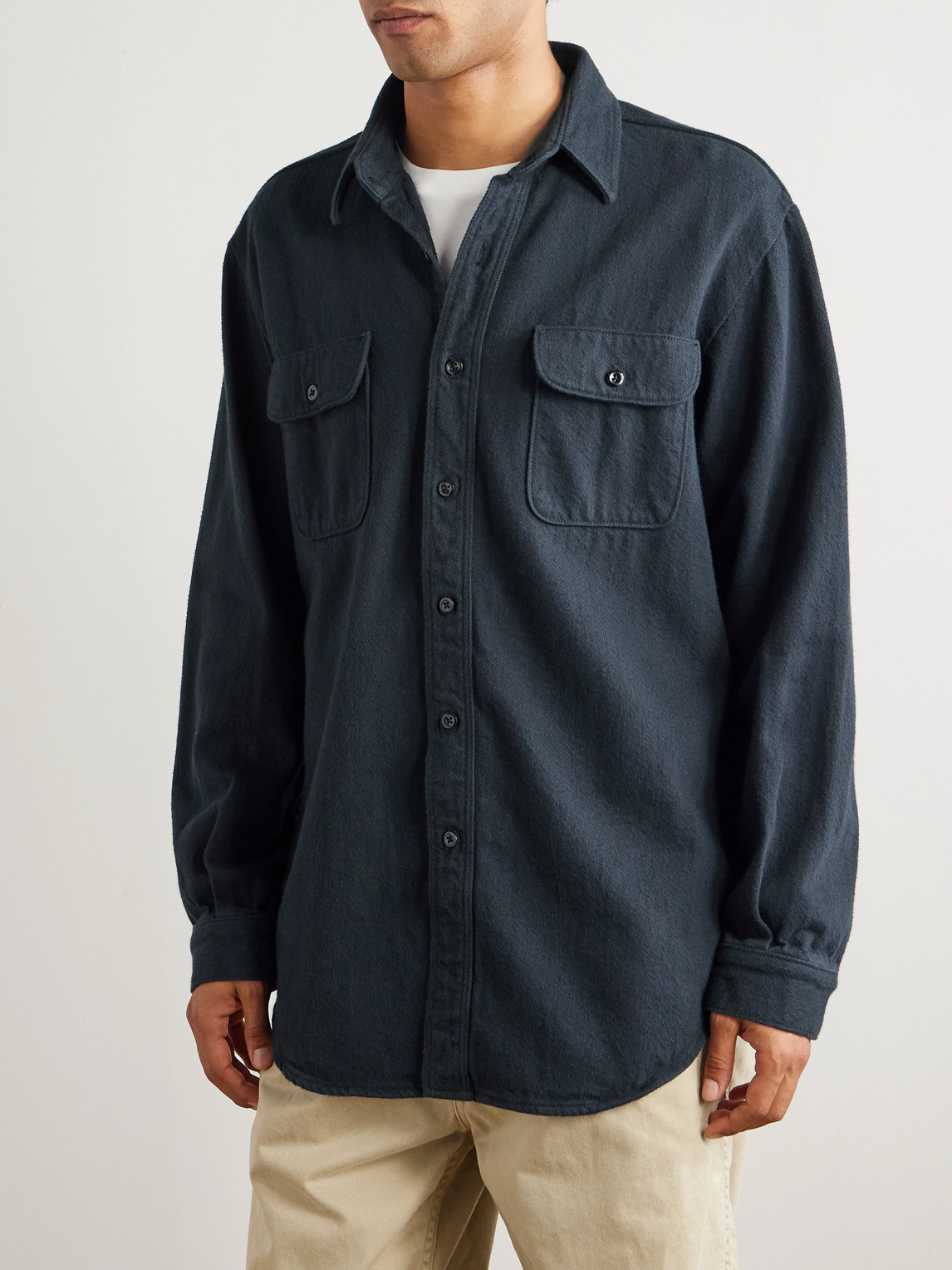 Orslow Organic Cotton-flannel Shirt In Blue