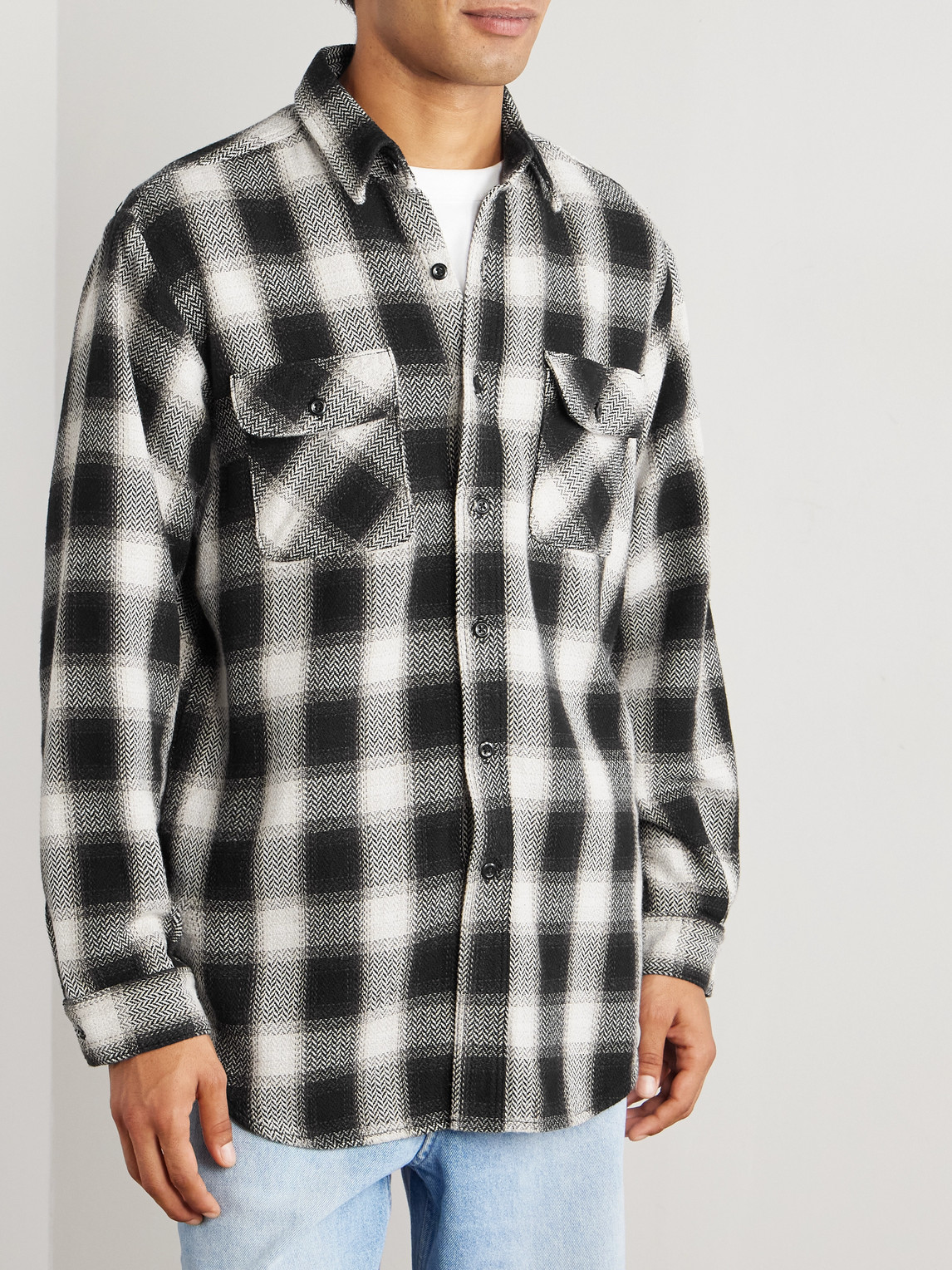 Orslow Checked Cotton-flannel Shirt In Black