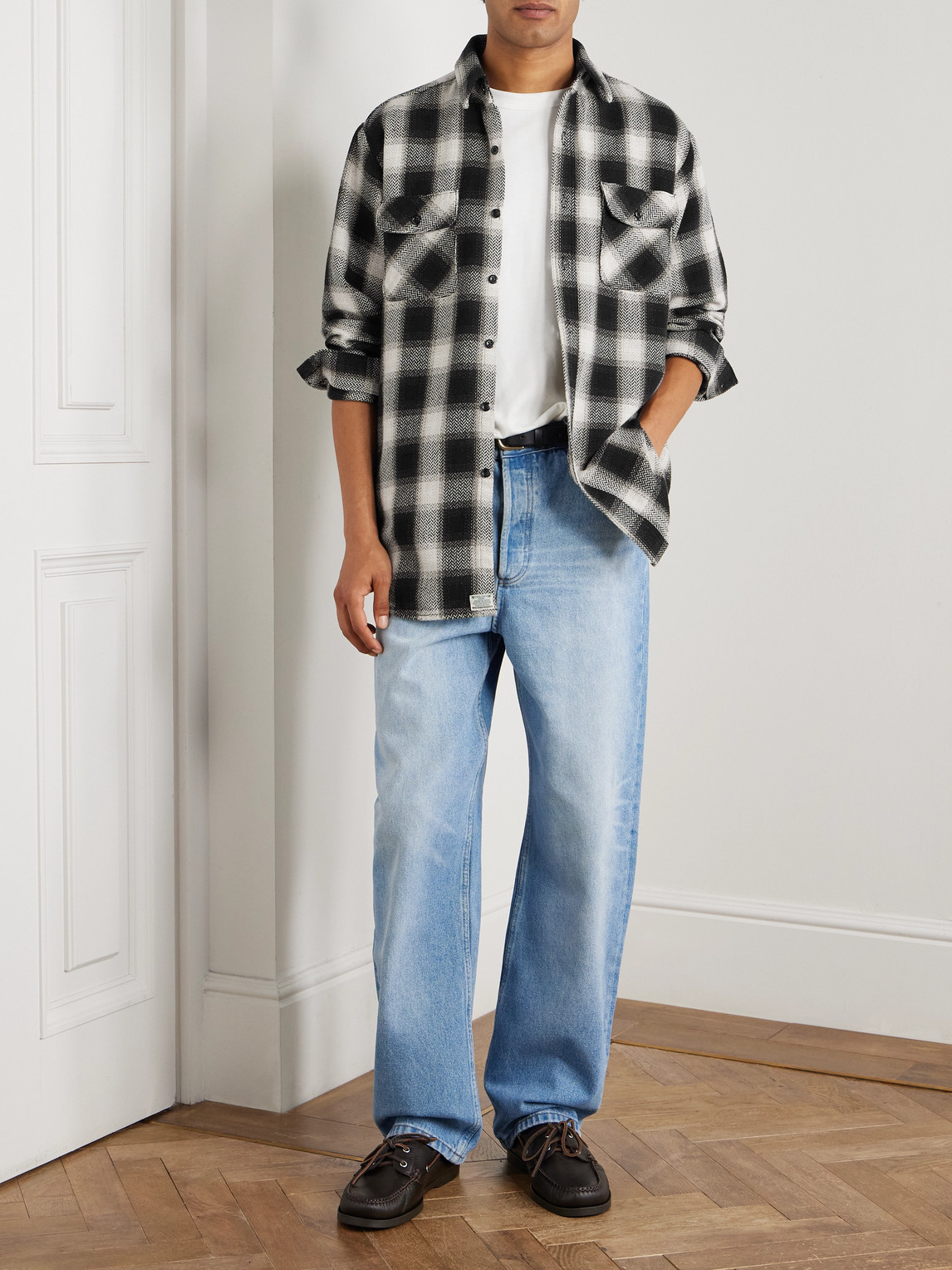 Orslow Checked Cotton-flannel Shirt In Black