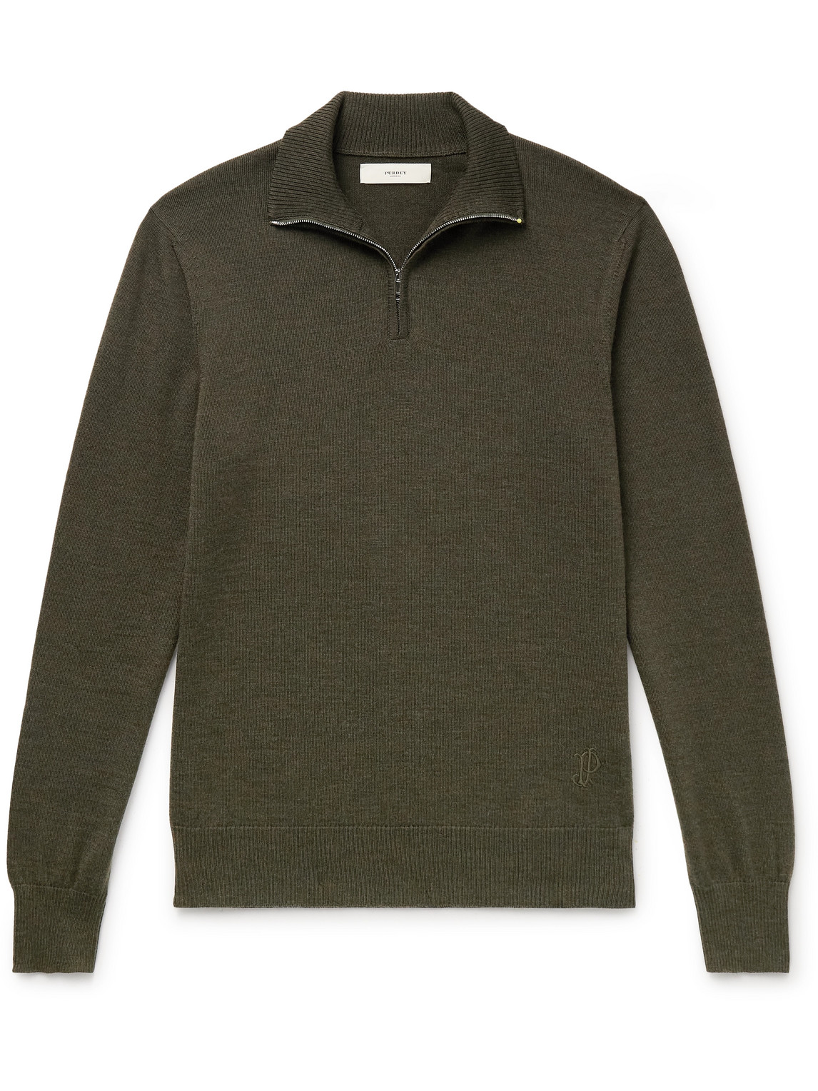 Purdey – Linton Logo-Embroidered Wool Half-Zip Sweater