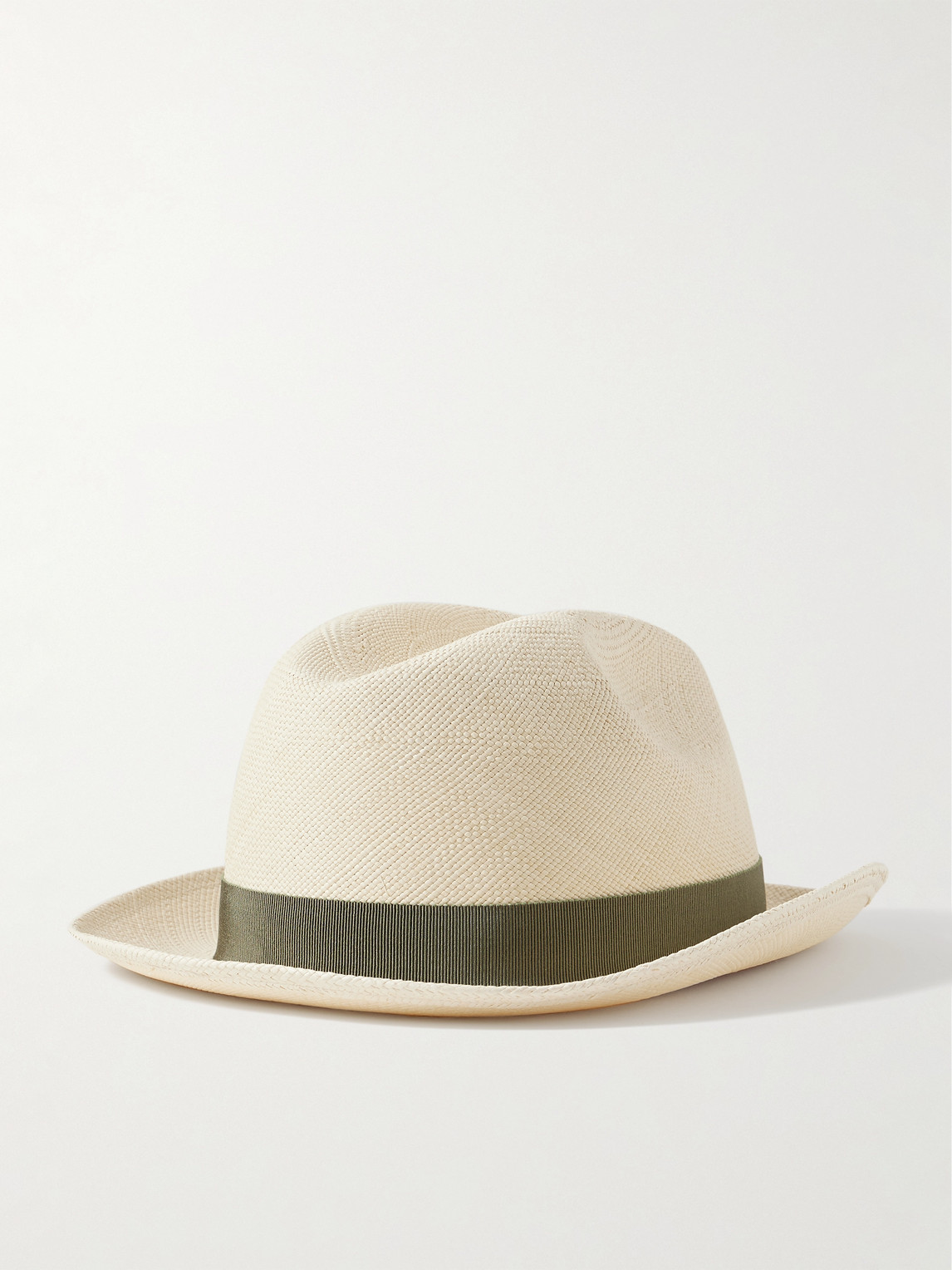 Purdey Logo-embroidered Grosgrain-trimmed Straw Panama Hat In Neutrals