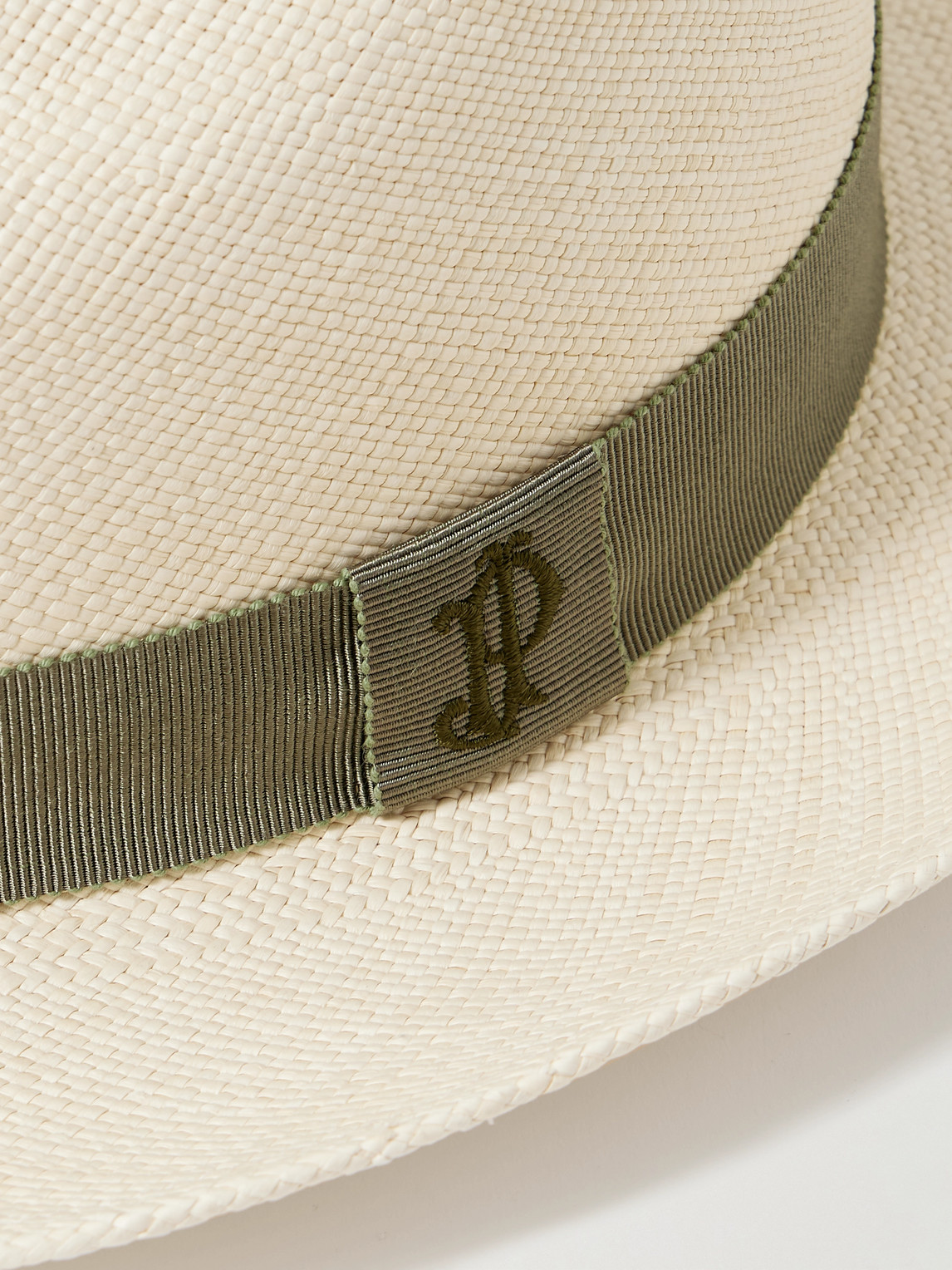 Purdey Logo-embroidered Grosgrain-trimmed Straw Panama Hat In Neutrals